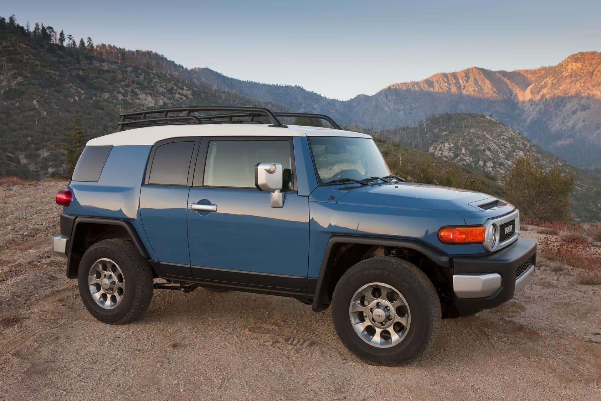 Toyota FJ Cruiser, blue and white, dirt trail, Full HD Desktop Wallpaper