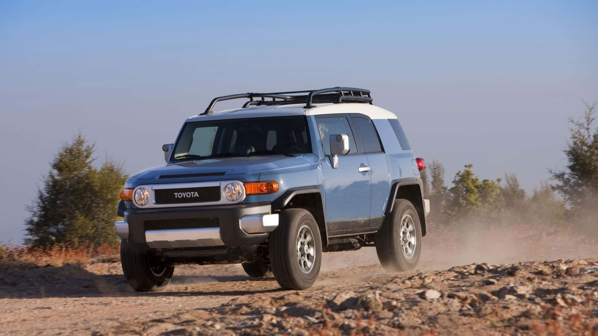Toyota FJ Cruiser, blue, roof rack, Full HD Desktop Wallpaper
