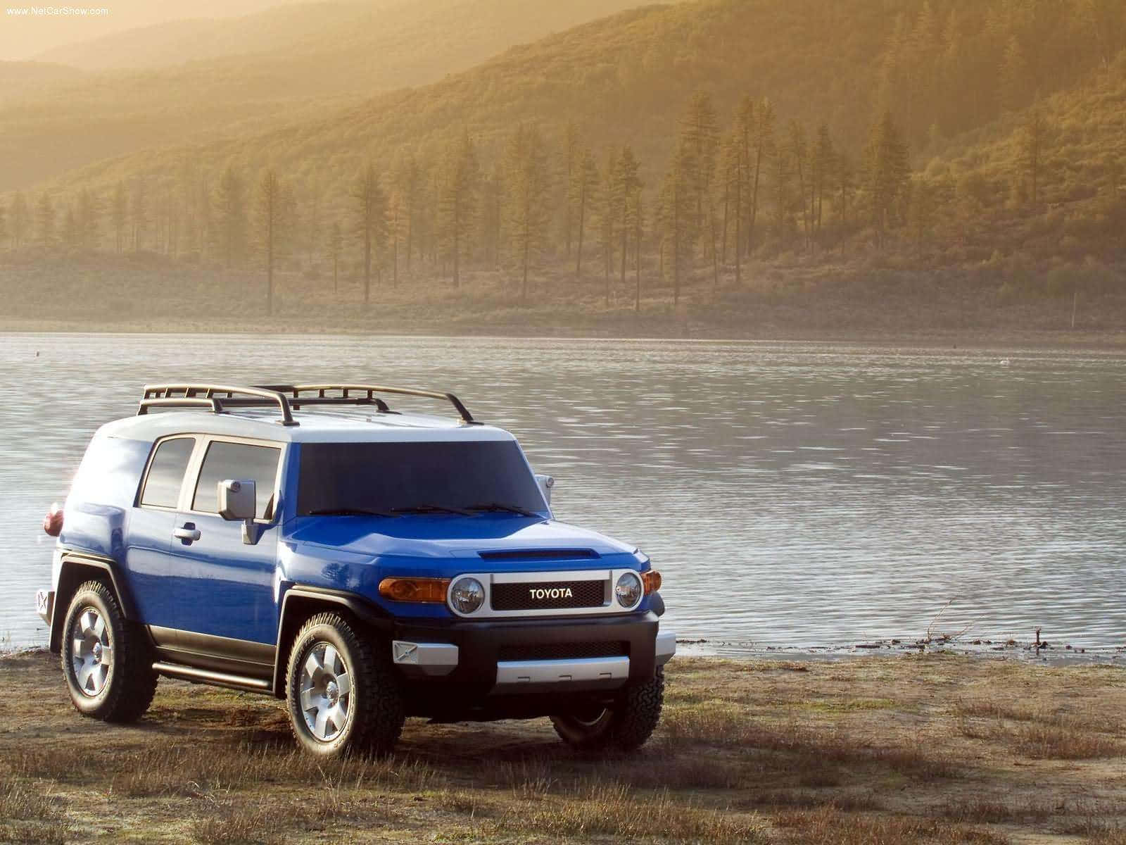 Toyota FJ Cruiser, vibrant blue, calm lake, HD Desktop Wallpaper