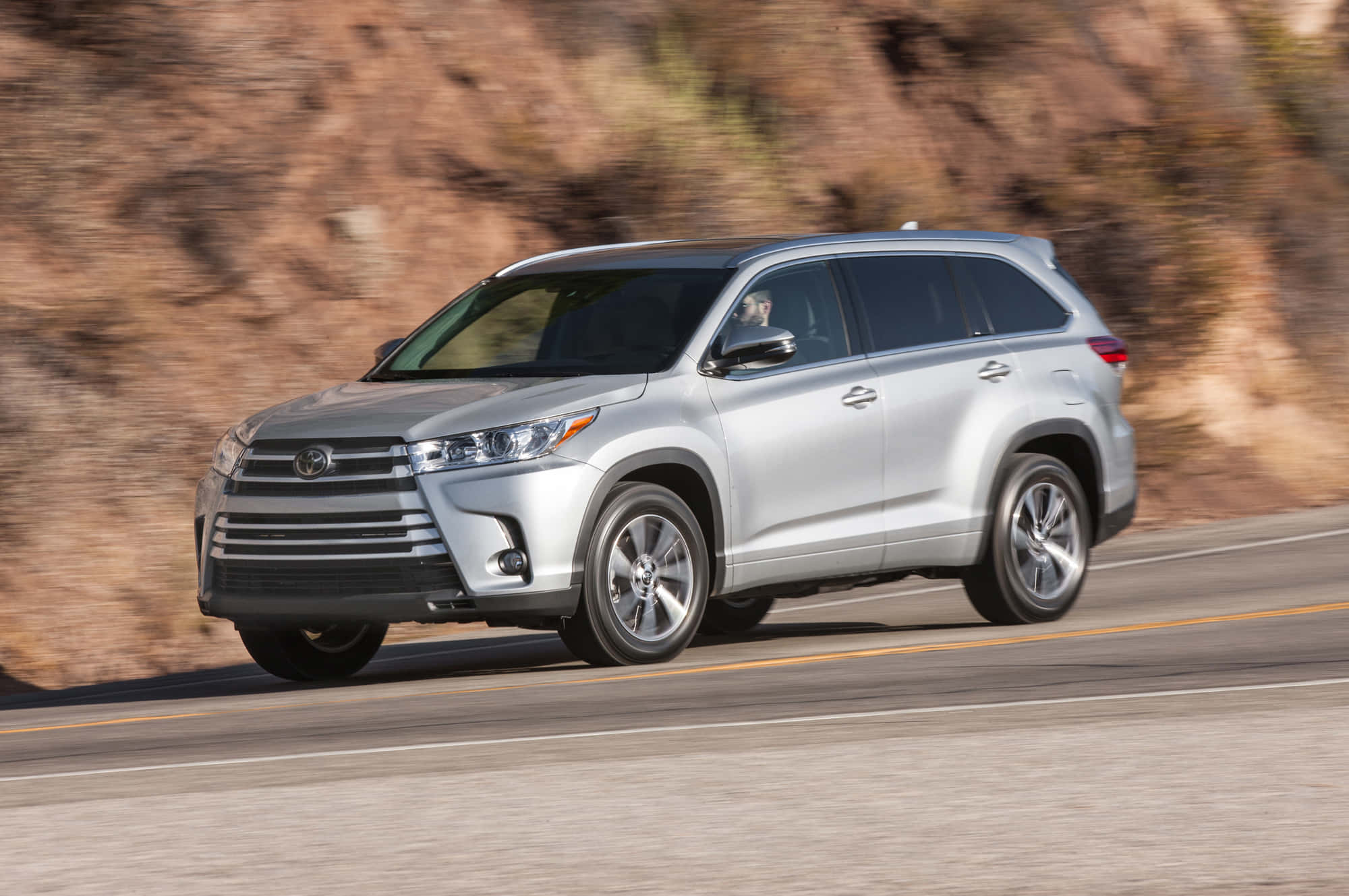 Toyota Highlander, silver, winding road, Full HD Desktop Wallpaper