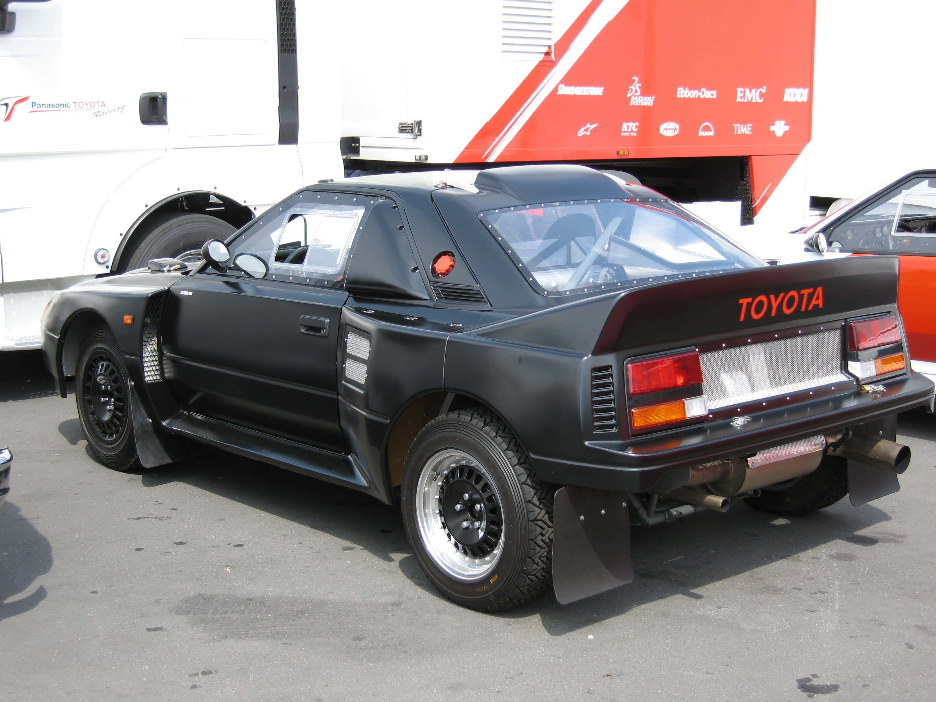 Toyota MR2, matte black, red tail lights, 2K Desktop Wallpaper