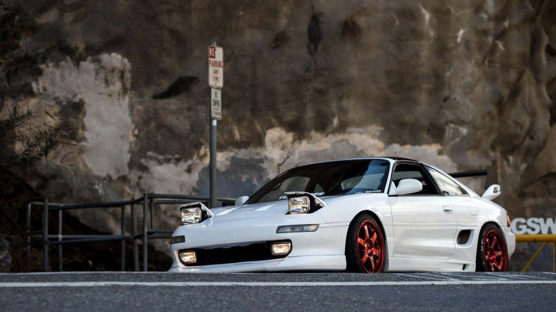 Toyota MR2, white, red rims, Full HD Desktop Wallpaper