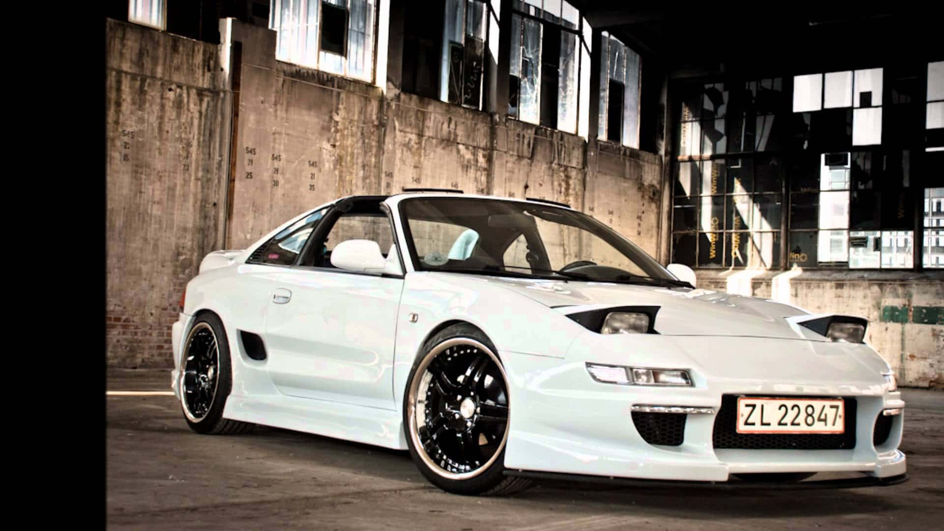 Toyota MR2, white sports car, black rims, Full HD Desktop Wallpaper
