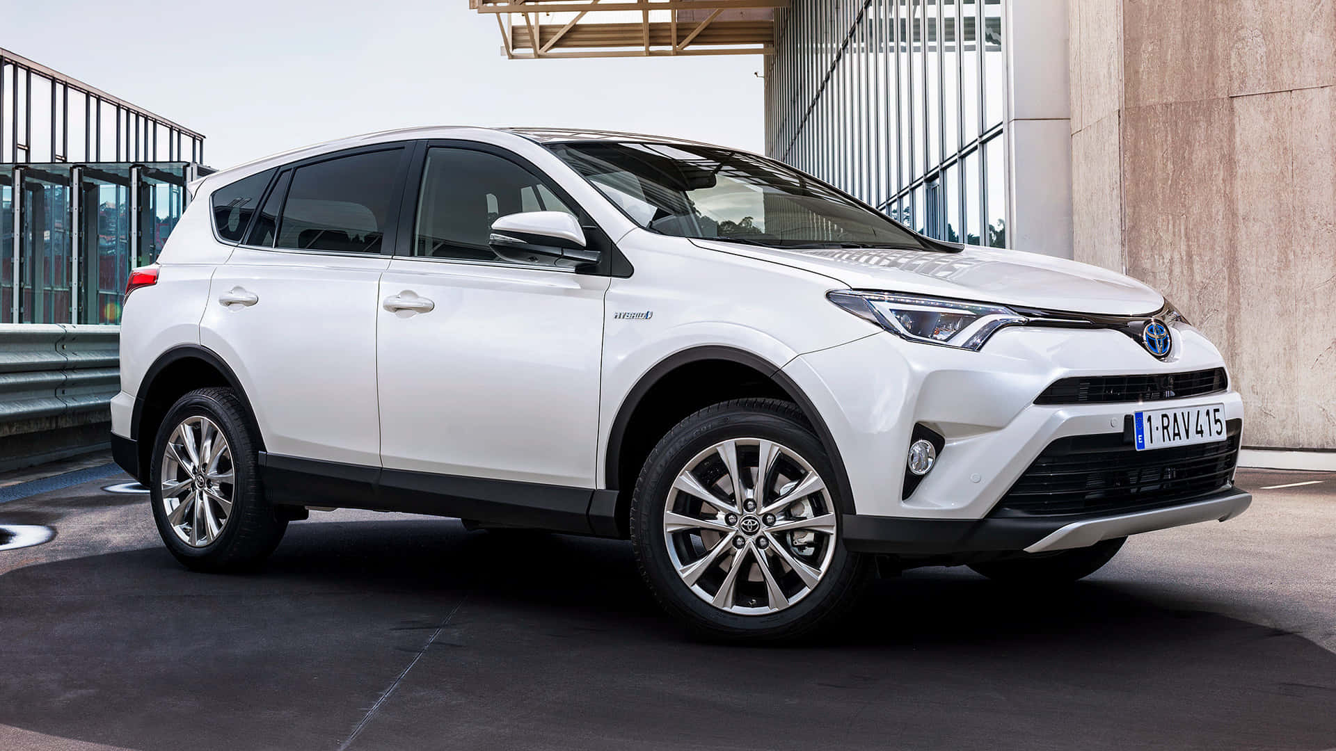 Toyota RAV4, hybrid SUV, sleek white, Full HD Desktop Wallpaper