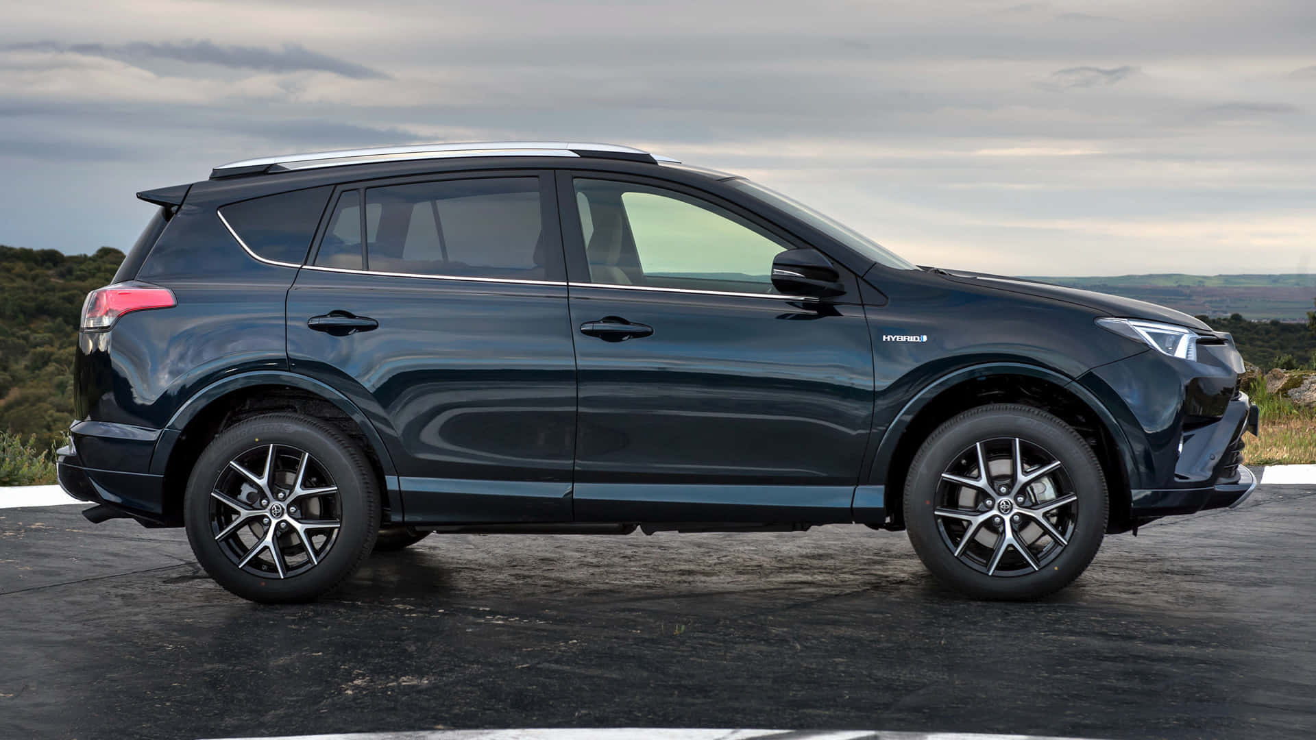 Toyota Rav4, dark blue, hybrid SUV, Full HD Desktop Wallpaper