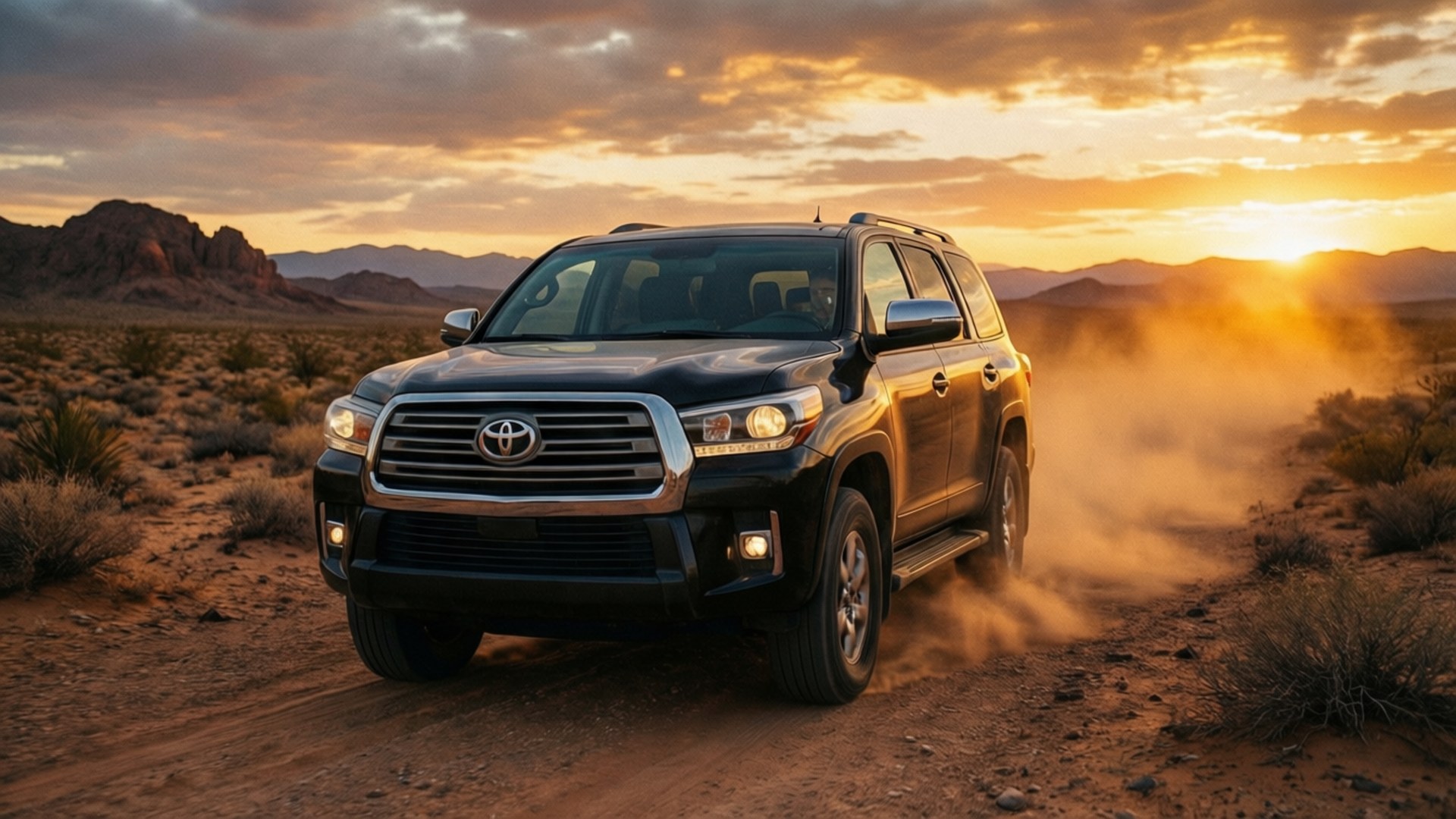 black, Toyota SUV, desert, Full HD Desktop Wallpaper