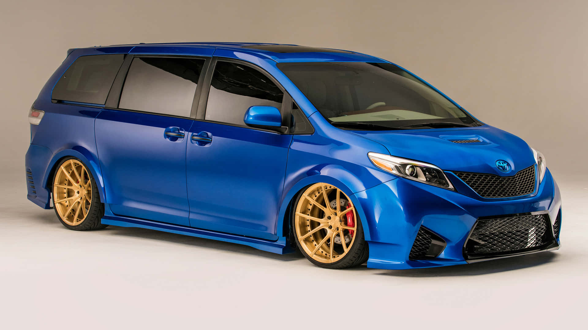 Toyota Sienna, vibrant blue, gold wheels, Full HD Desktop Wallpaper