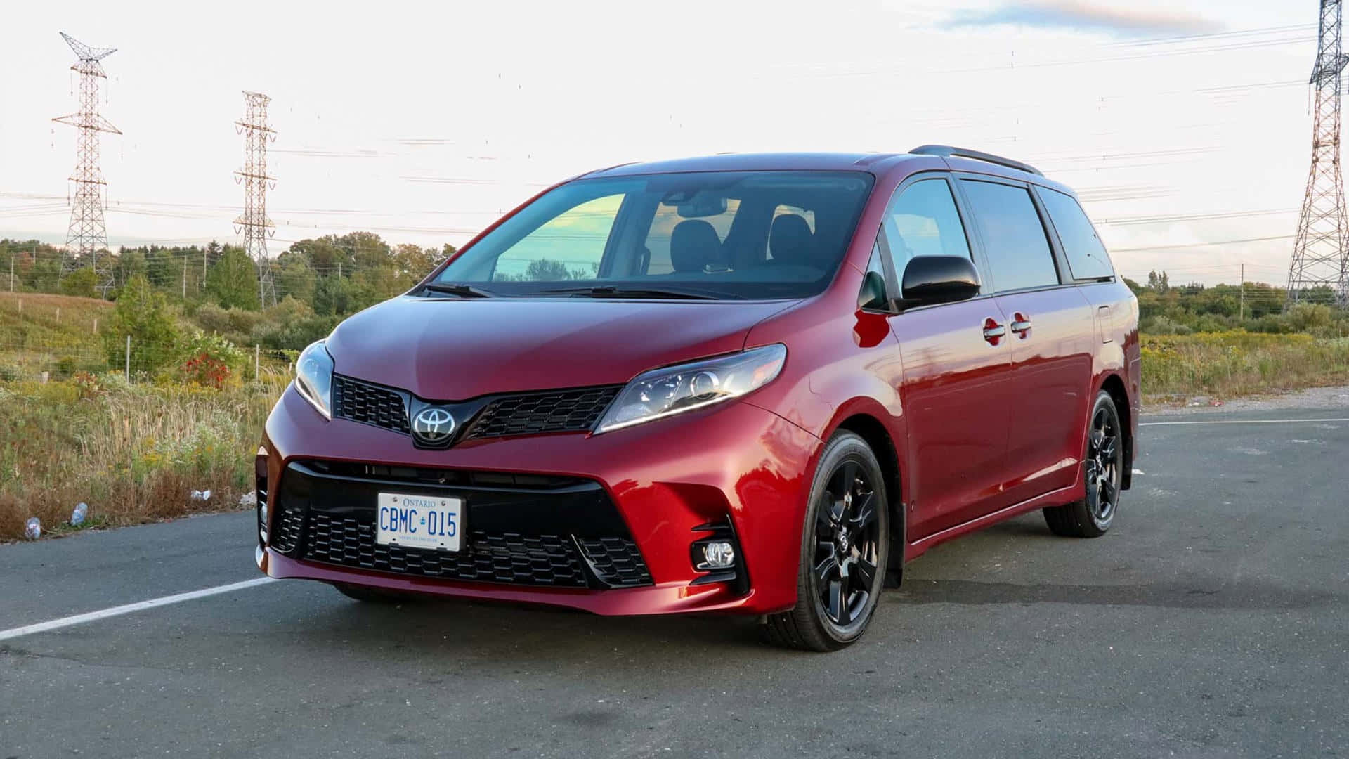 Red Toyota Sienna, glossy red, black rims, Full HD Desktop Wallpaper