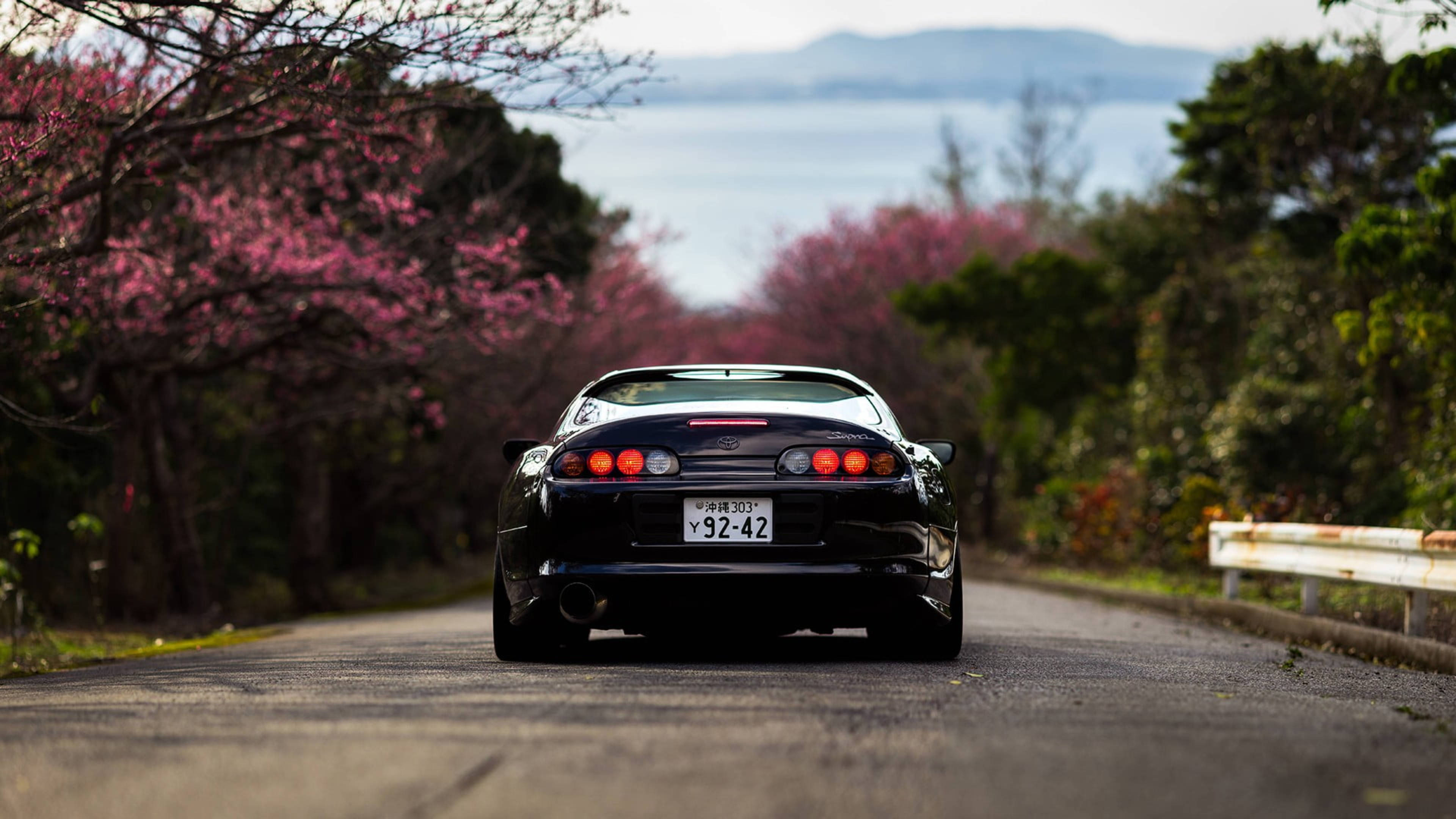 Toyota Supra, black, sports car, 4K Desktop Wallpaper