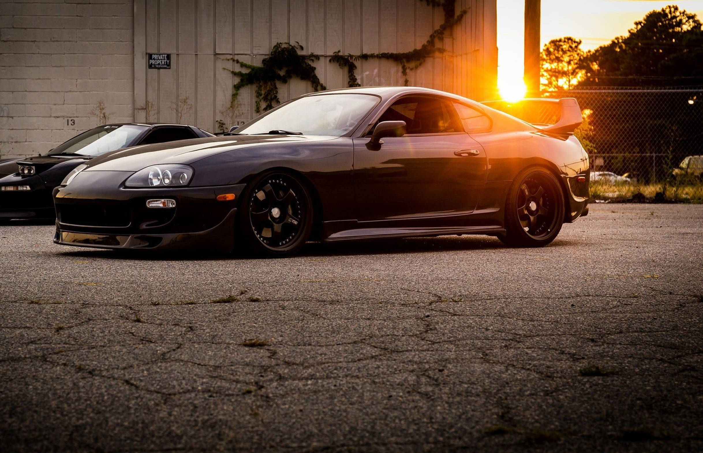 Toyota Supra, black, sunset, Full HD Desktop Wallpaper