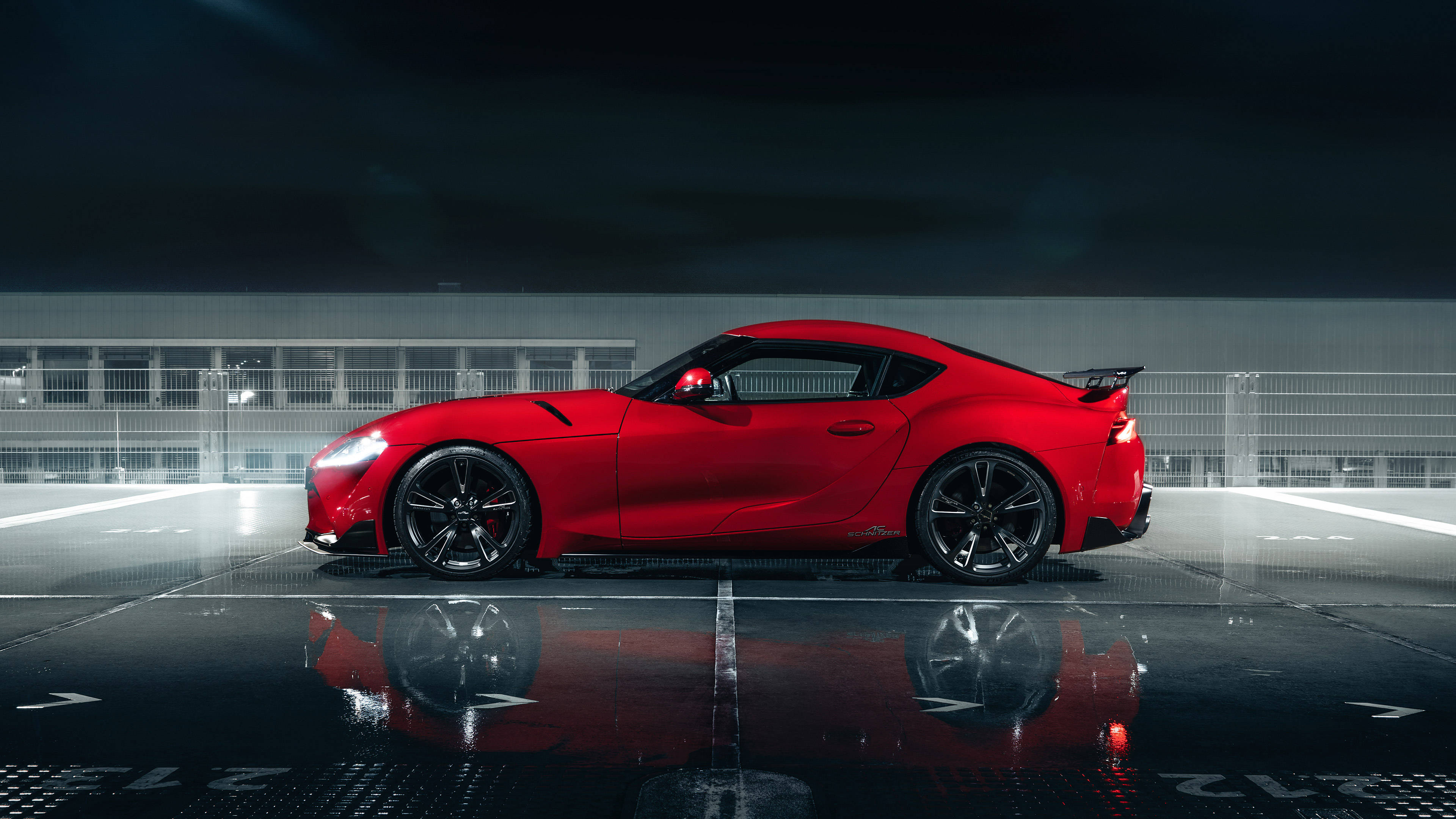 red Supra, Toyota, glossy red sports car, 4K Desktop Wallpaper