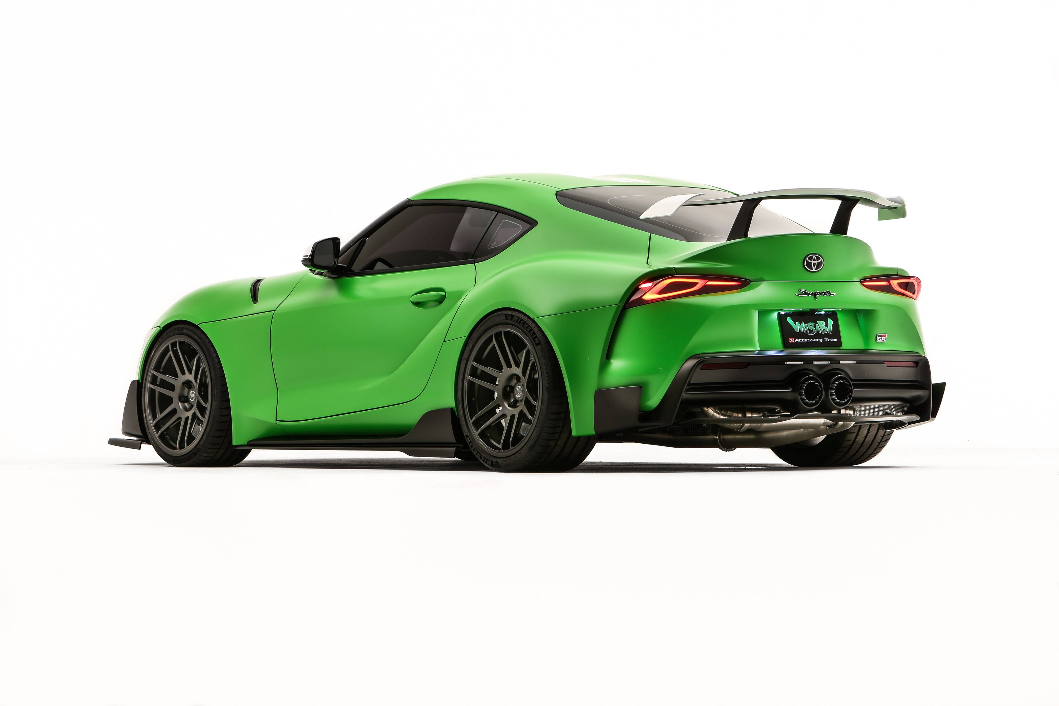 Toyota Supra, green, black accents, 2K Desktop Wallpaper