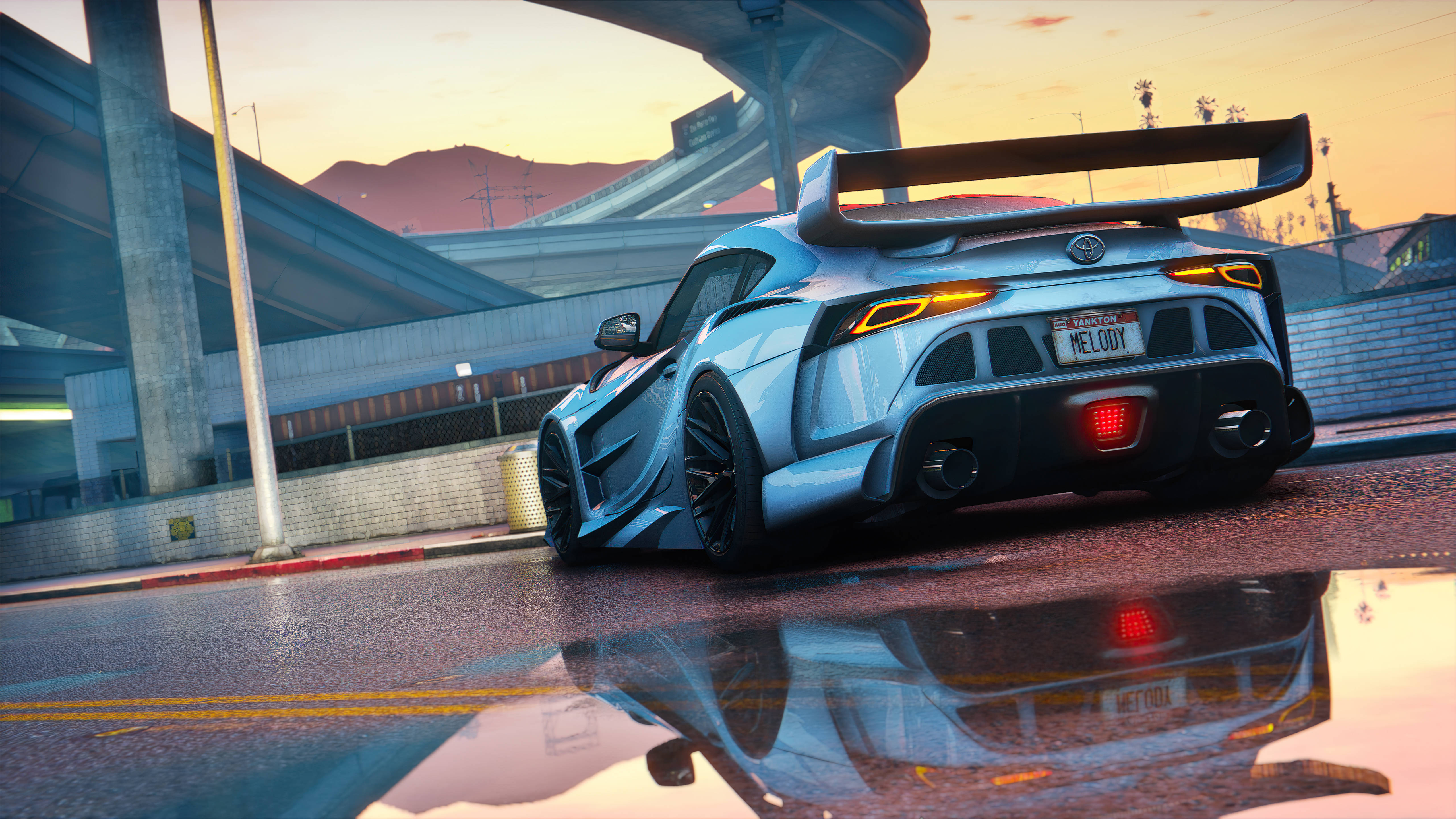 light blue, Toyota Supra, GTA car, 5K Desktop Wallpaper