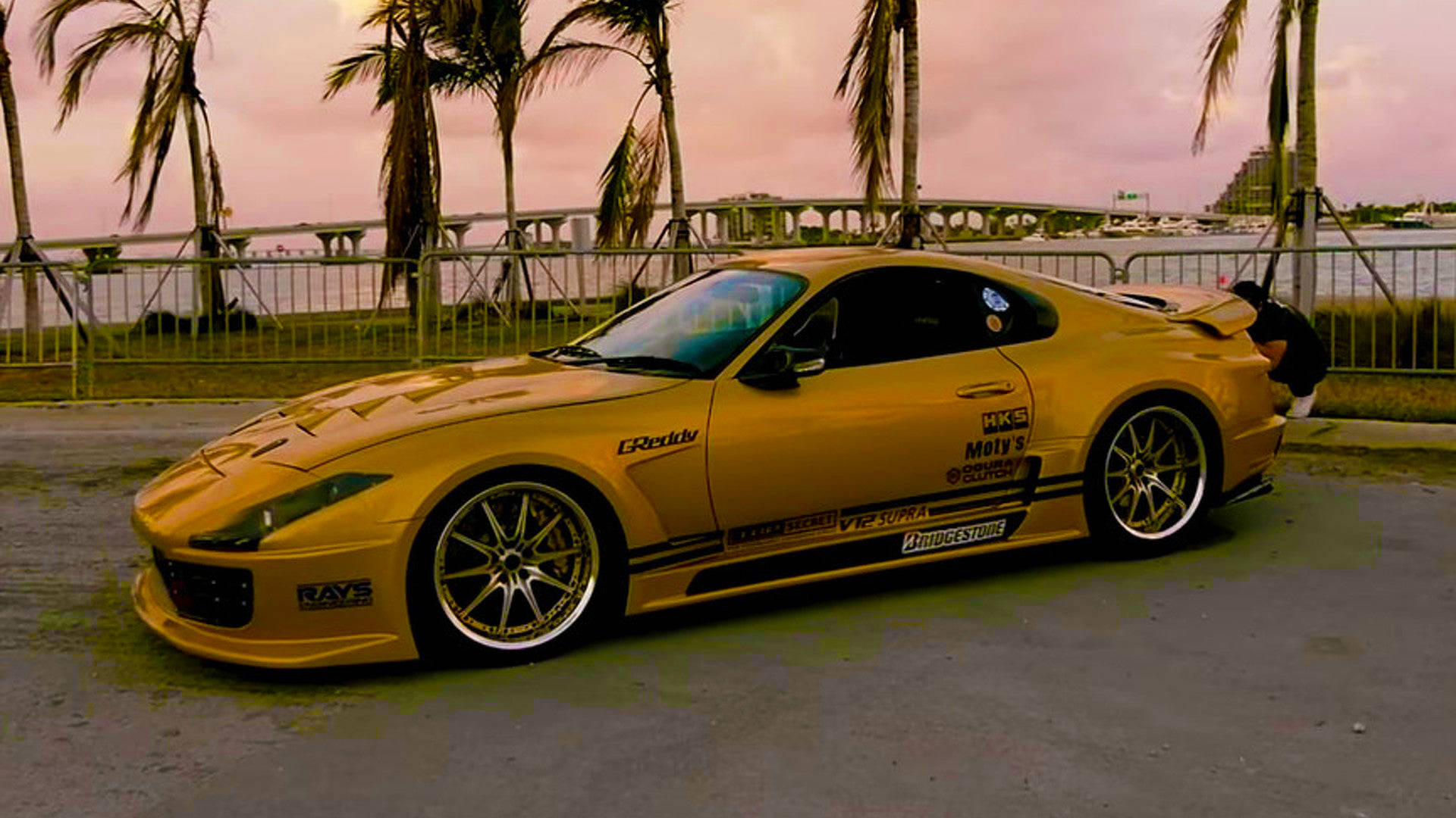 Toyota Supra, metallic brown, sunset, Full HD Desktop Wallpaper