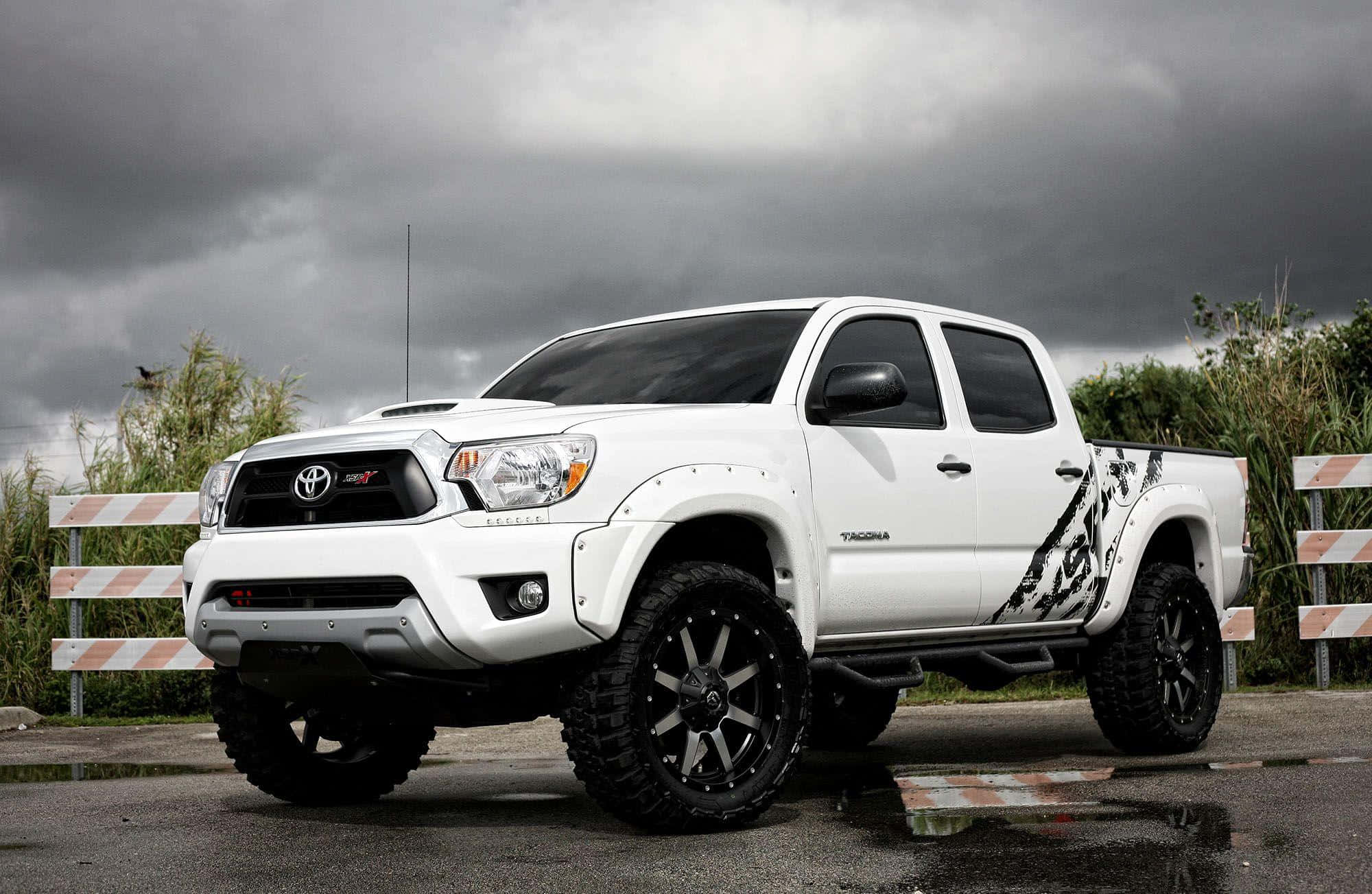 Toyota Tacoma, white, lifted, Full HD Desktop Wallpaper