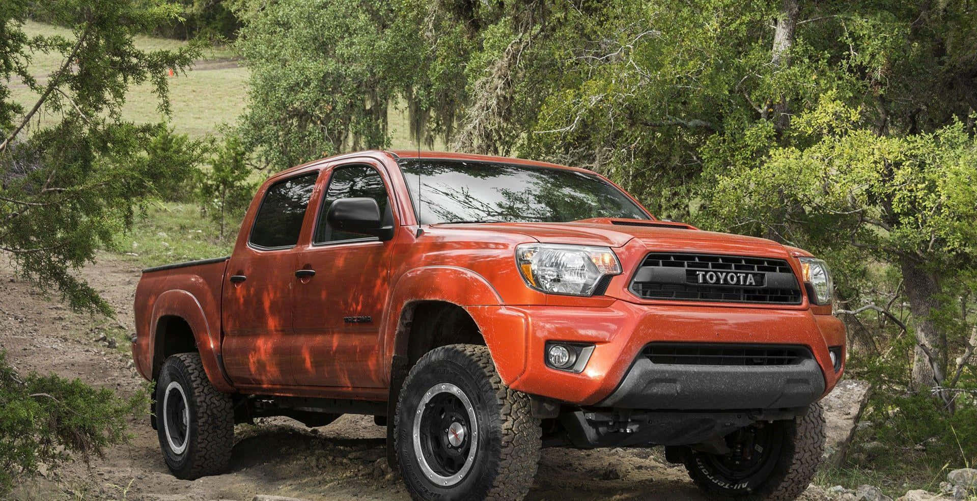 Toyota Tacoma, orange, lifted suspension, HD Desktop Wallpaper