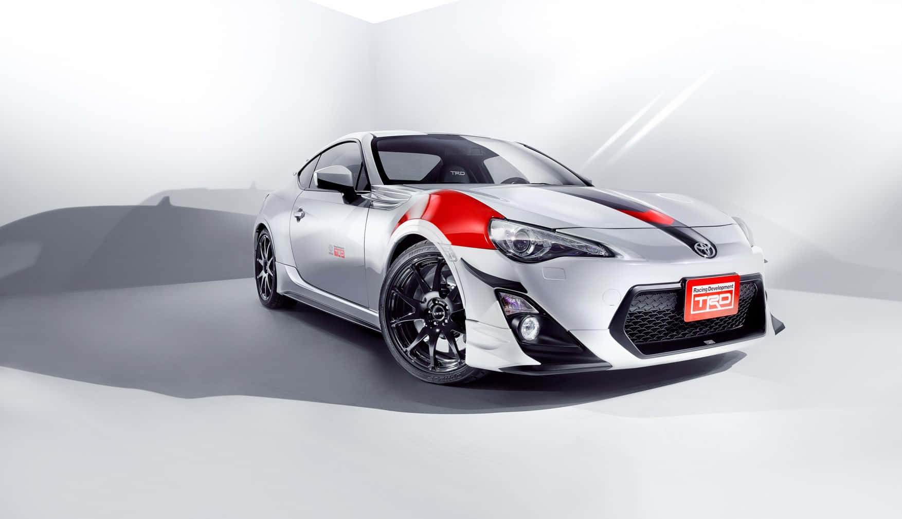 Toyota 86, silver, red racing stripes, HD Desktop Wallpaper