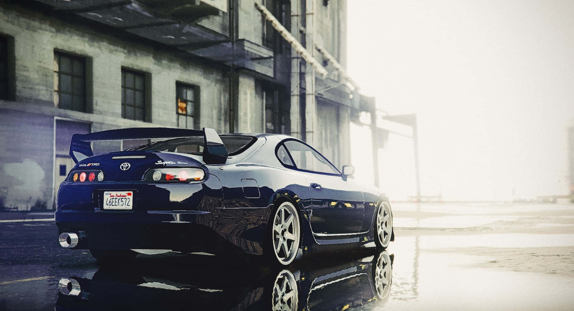 Toyota TRD, sleek blue sports car, large rear wing, Full HD Desktop Wallpaper