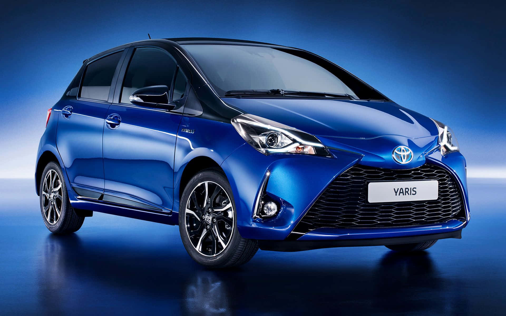 Toyota Yaris, hybrid, sleek blue, Full HD Desktop Wallpaper