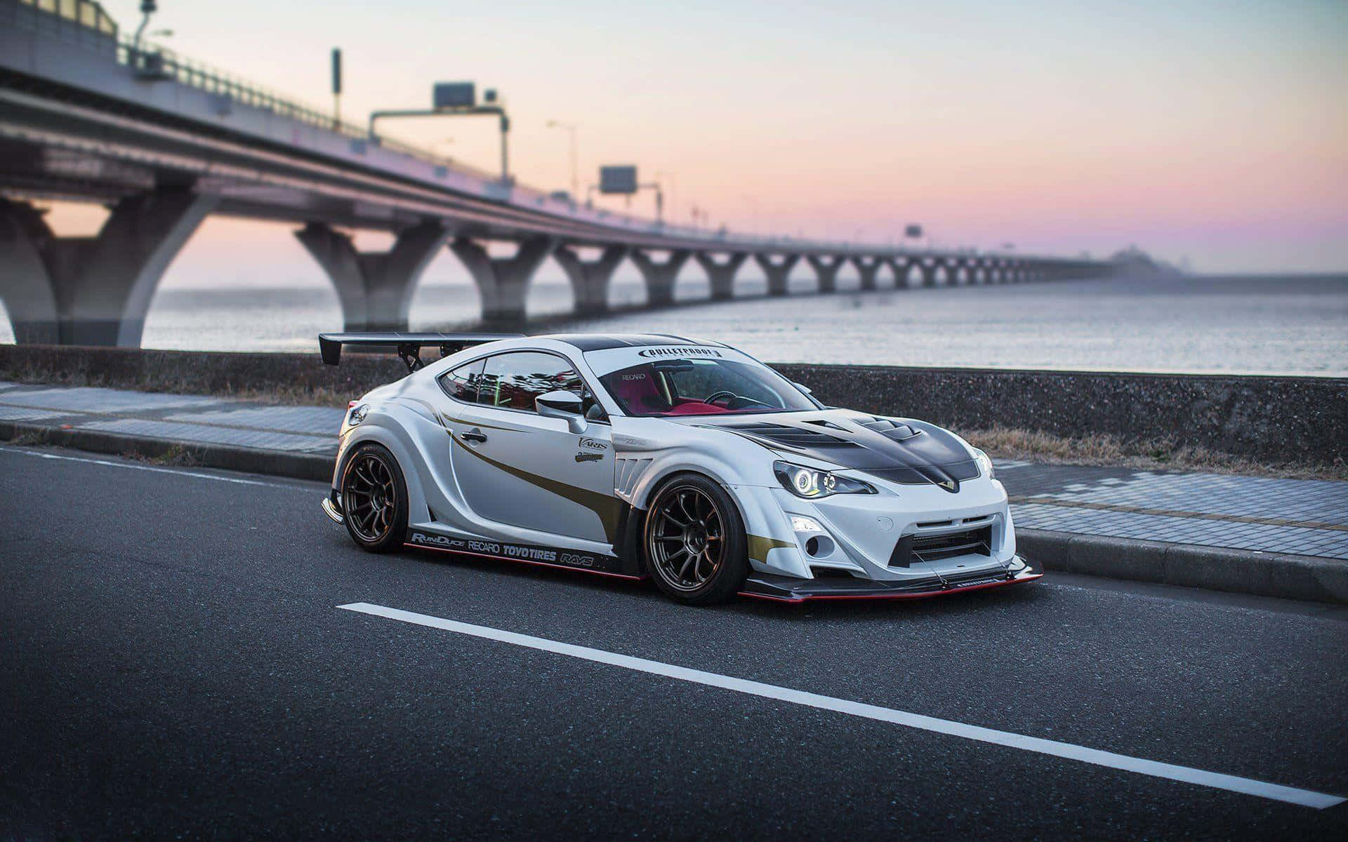 Toyota 86, white, black and gold accents, Full HD Desktop Wallpaper