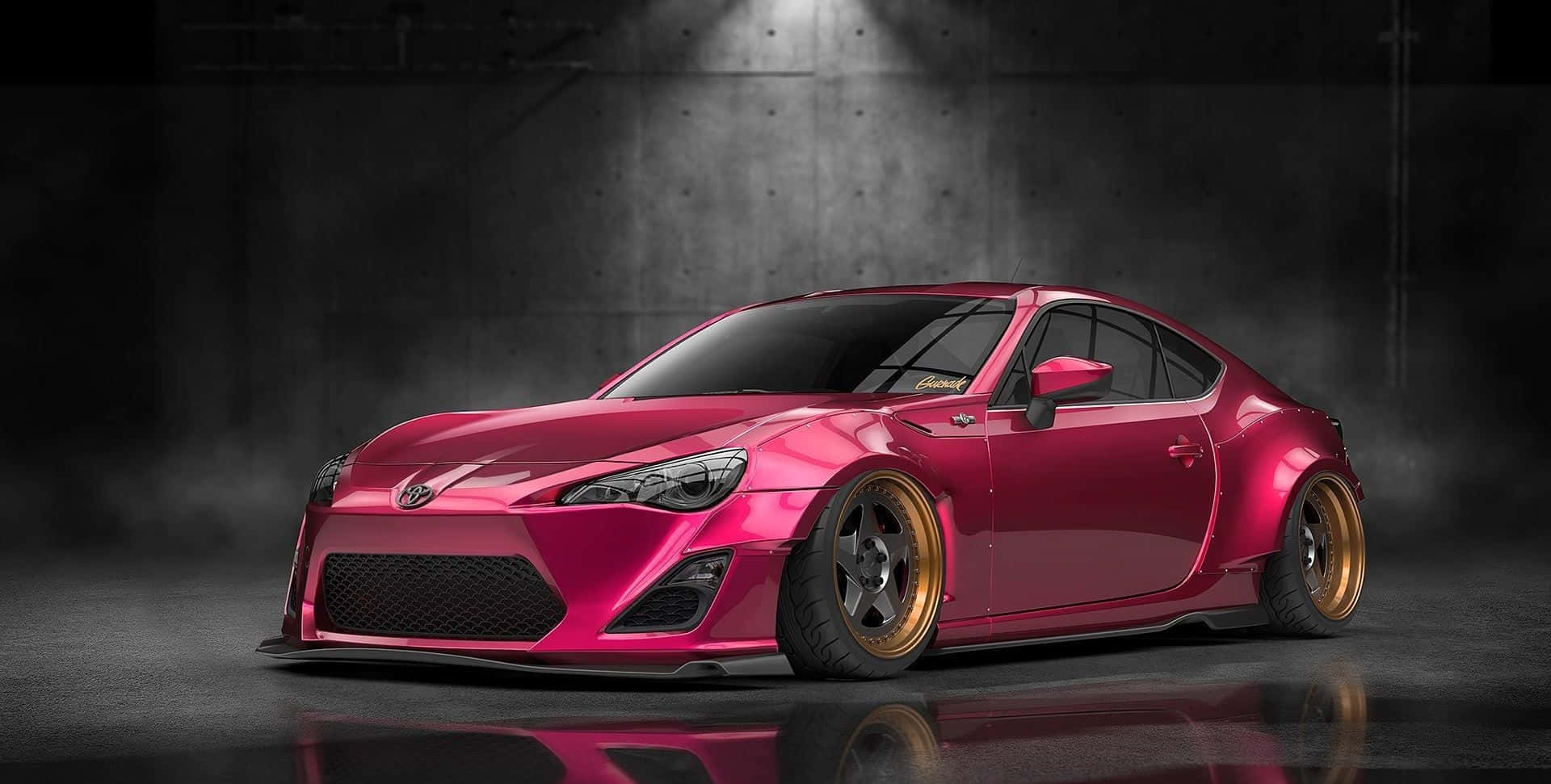 Toyota 86, glossy magenta, gold rims, Full HD Desktop Wallpaper