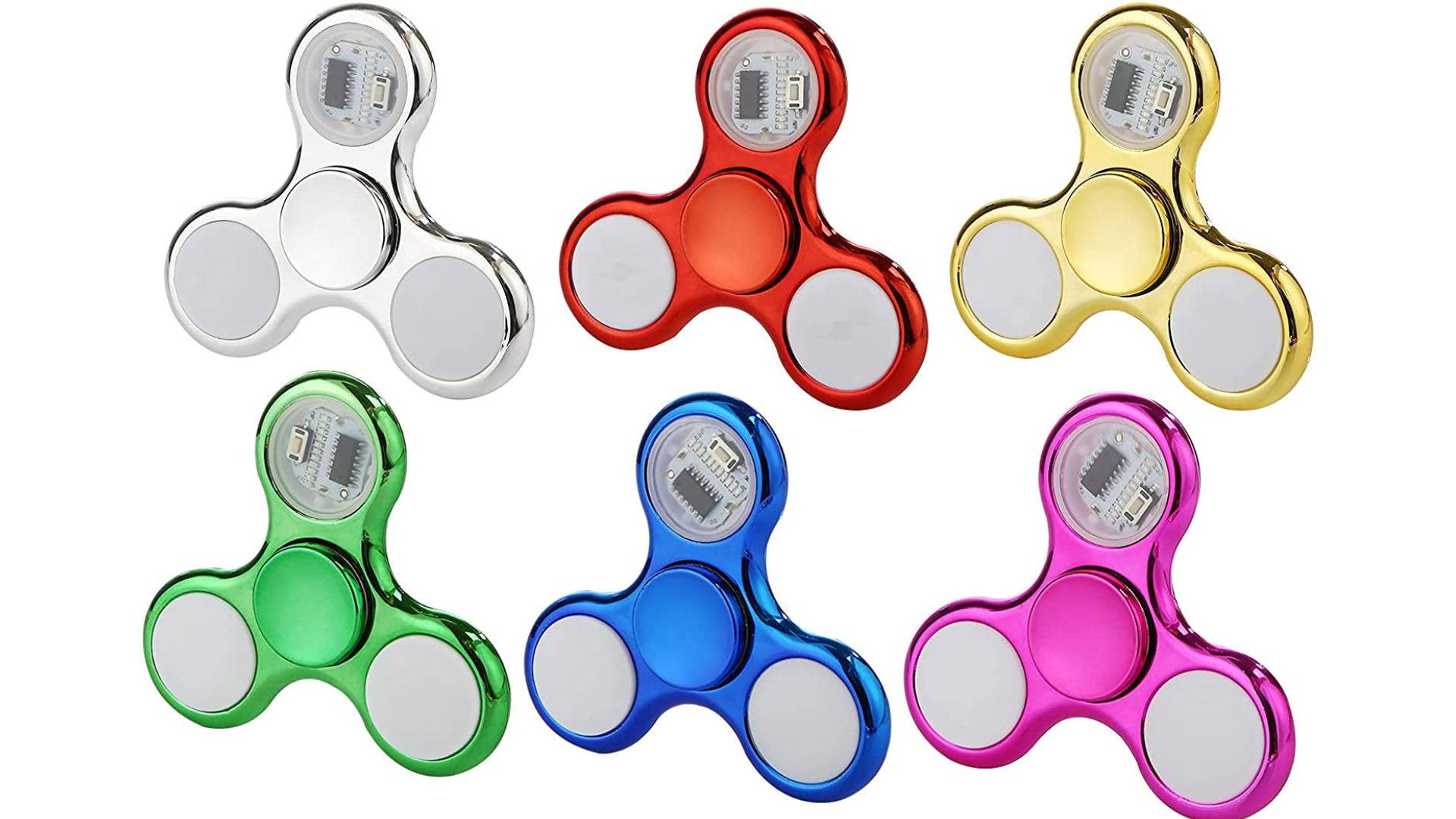 metallic fidget spinners, silver, red, Full HD Desktop Wallpaper