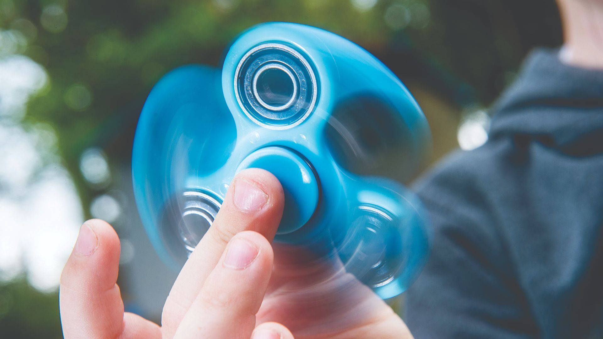 spinning blue fidget toy, bright blue, fidget spinner, Full HD Desktop Wallpaper