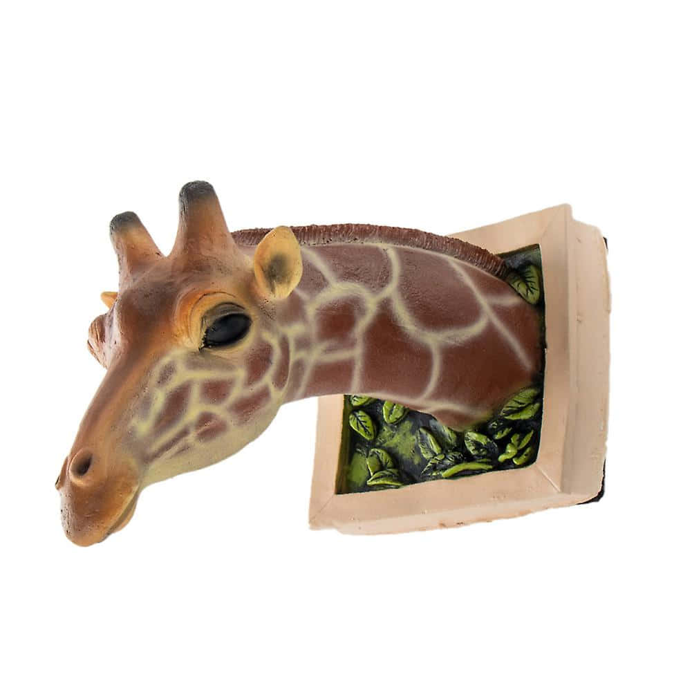 giraffe head figurine, window frame, lush green foliage, SD Desktop Wallpaper
