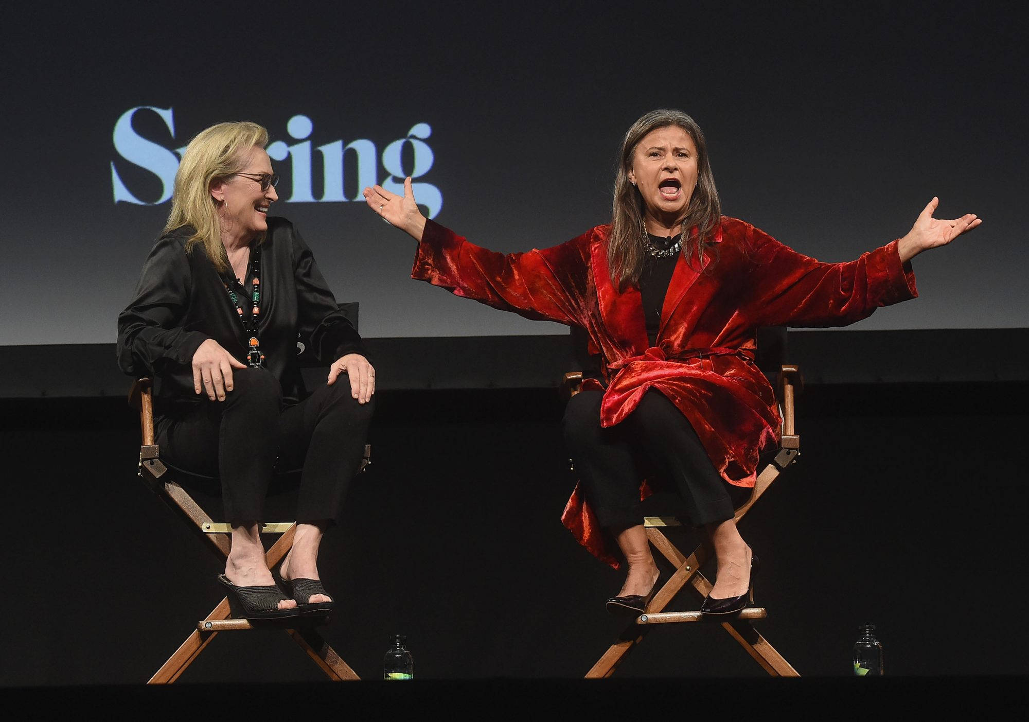 Tracey Ullman, podium, black, Full HD Desktop Wallpaper