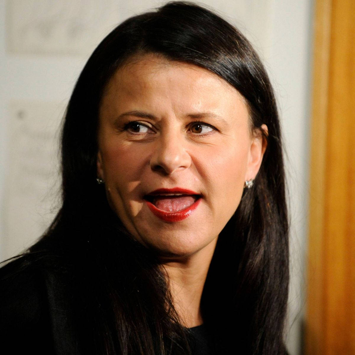 Tracey Ullman, dark hair, red lipstick, SD Desktop Wallpaper