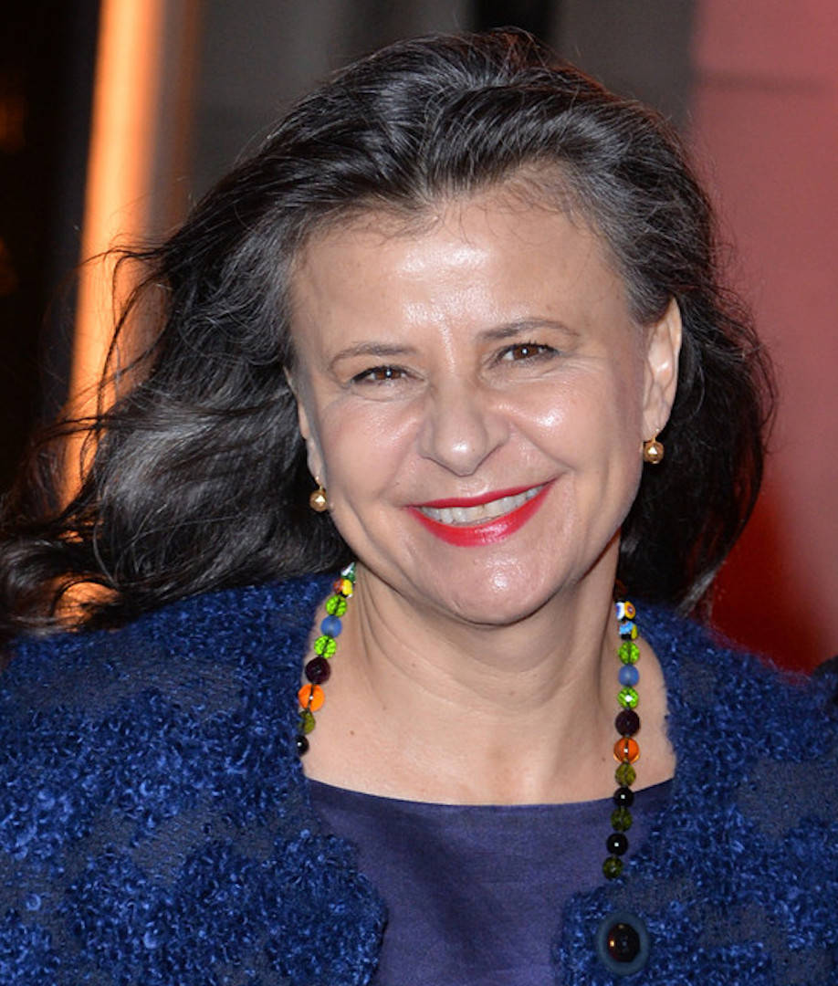 Tracey Ullman, beautiful blue dress, textured blue jacket, SD Phone Wallpaper