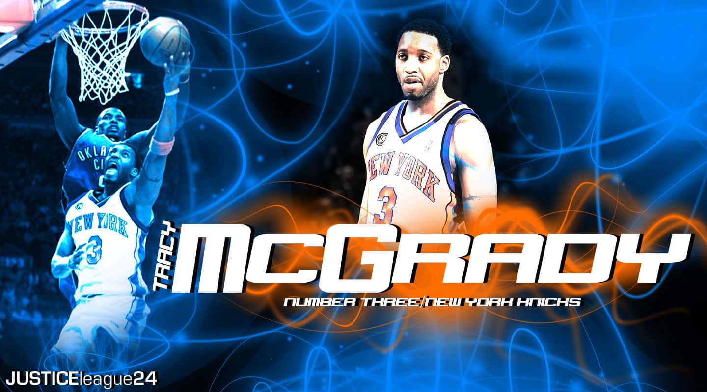Tracy McGrady, glowing blue, orange abstract energy lines, HD Desktop Wallpaper