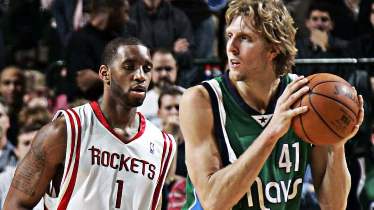 Tracy McGrady, green jersey, white Rockets jersey, SD Desktop Wallpaper