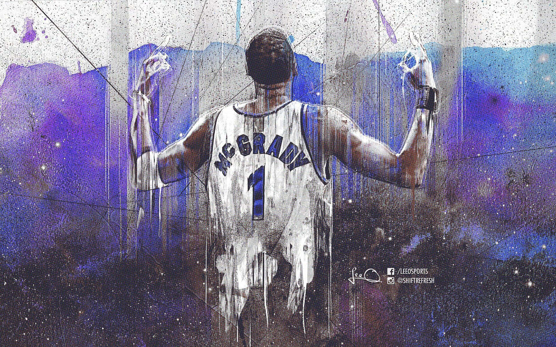 Tracy McGrady, McGrady jersey, cosmic purple and blue starry background, Full HD Desktop Wallpaper