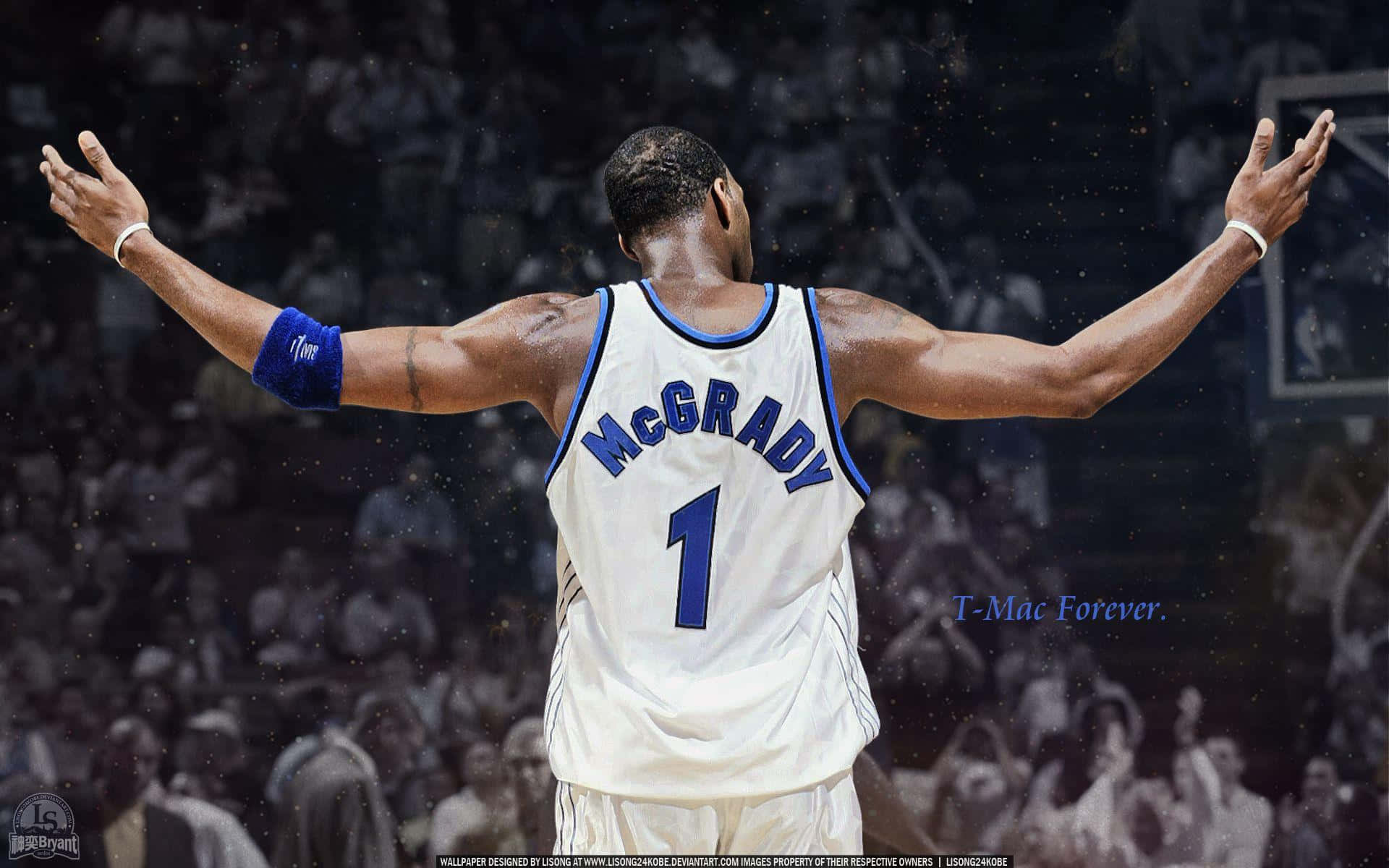 Tracy McGrady, white number one jersey, basketball player, Full HD Desktop Wallpaper