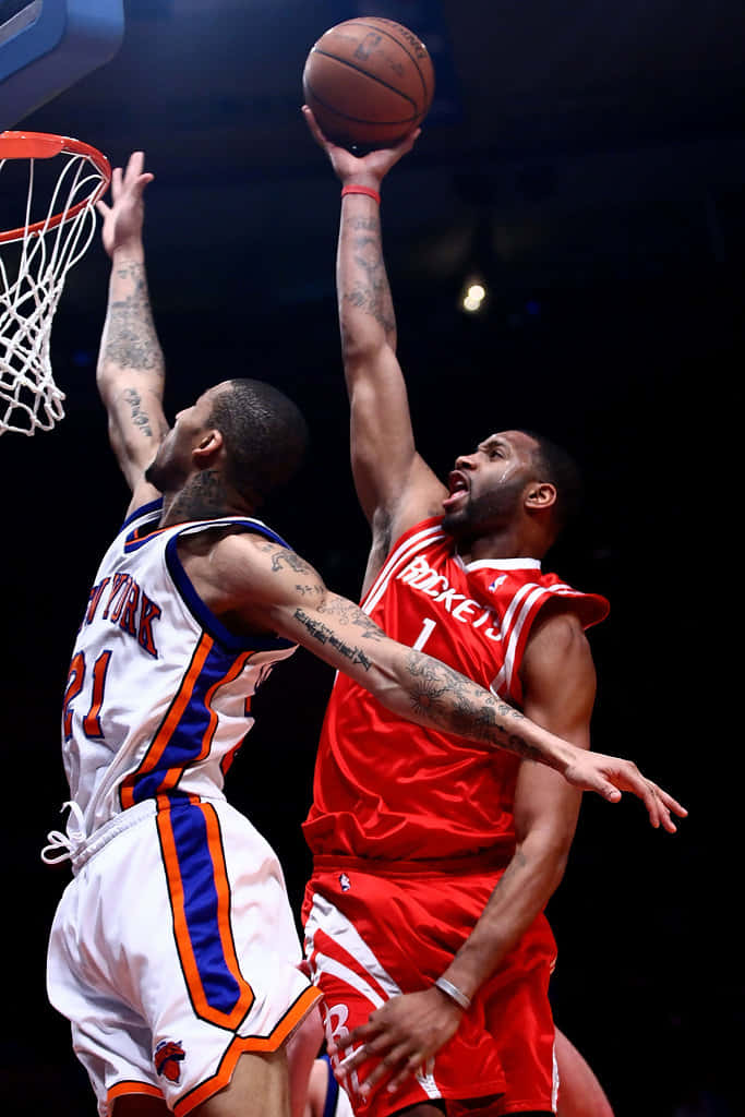 Tracy McGrady, basketball court, red, SD Phone Wallpaper