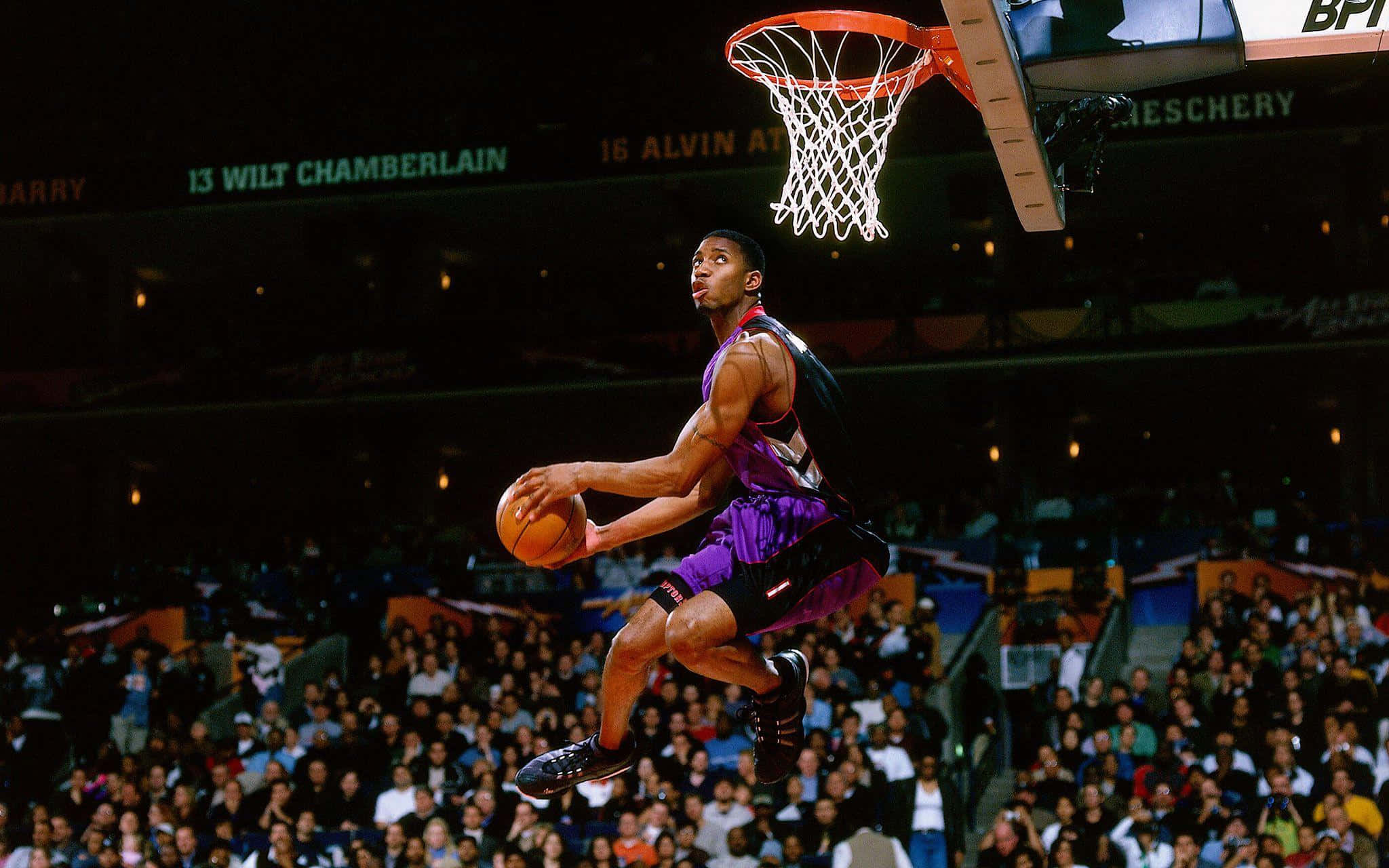 Tracy McGrady, purple uniform, slam dunk, Full HD Desktop Wallpaper