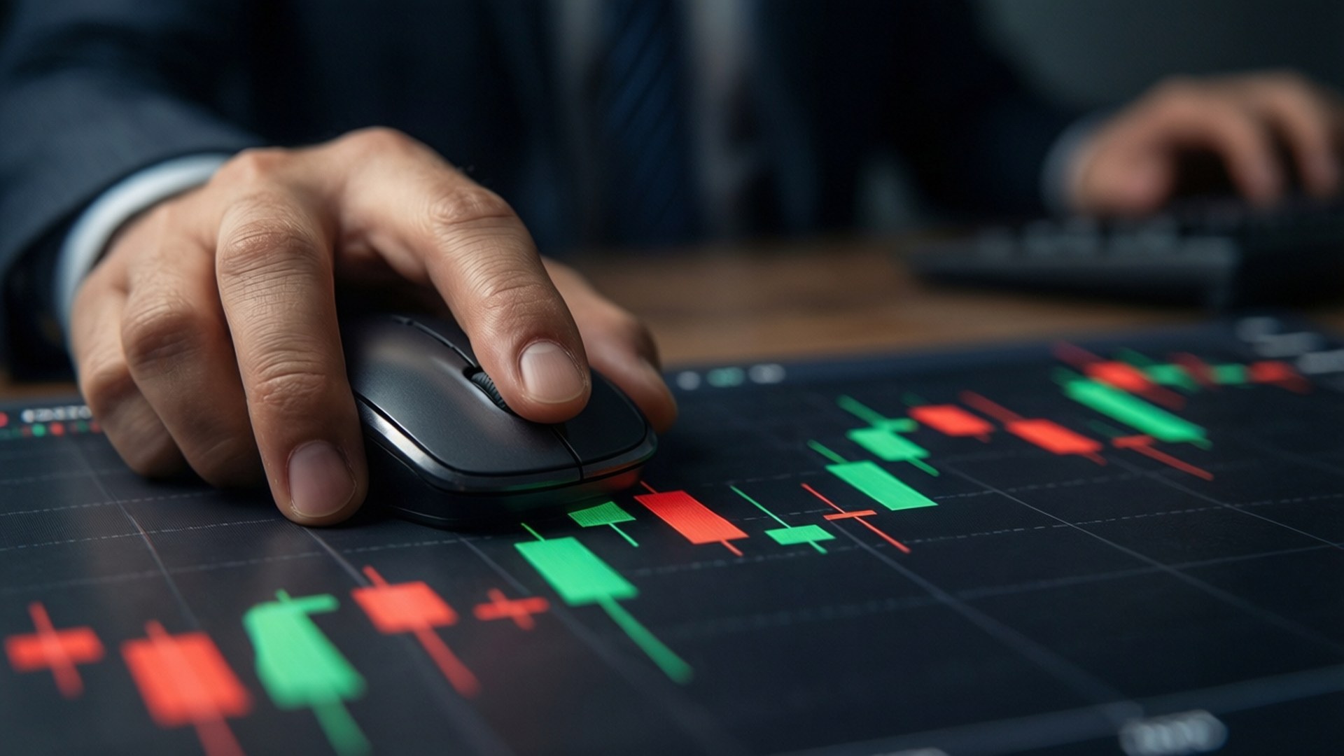 Trader, mouse, candlestick charts, Full HD Desktop Wallpaper