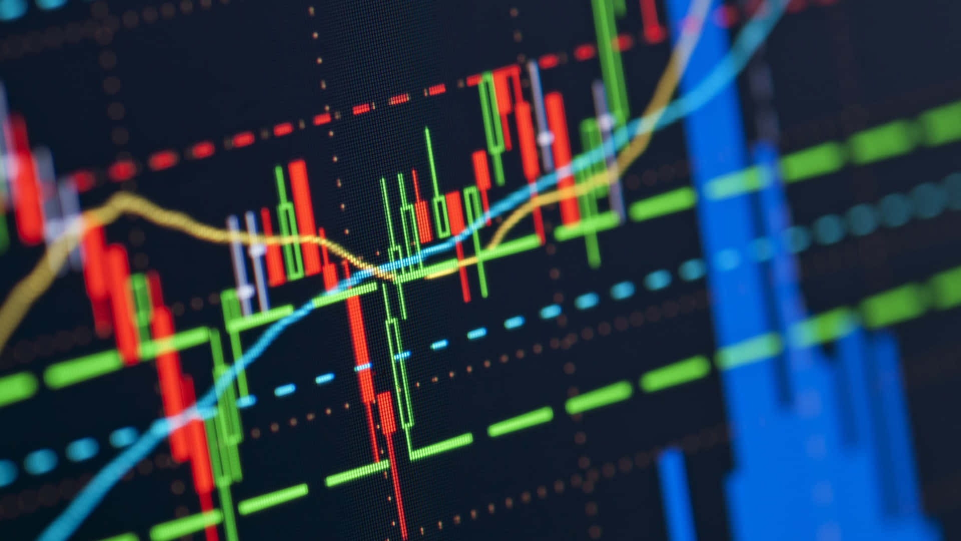 stock chart, candlesticks, moving averages, Full HD Desktop Wallpaper
