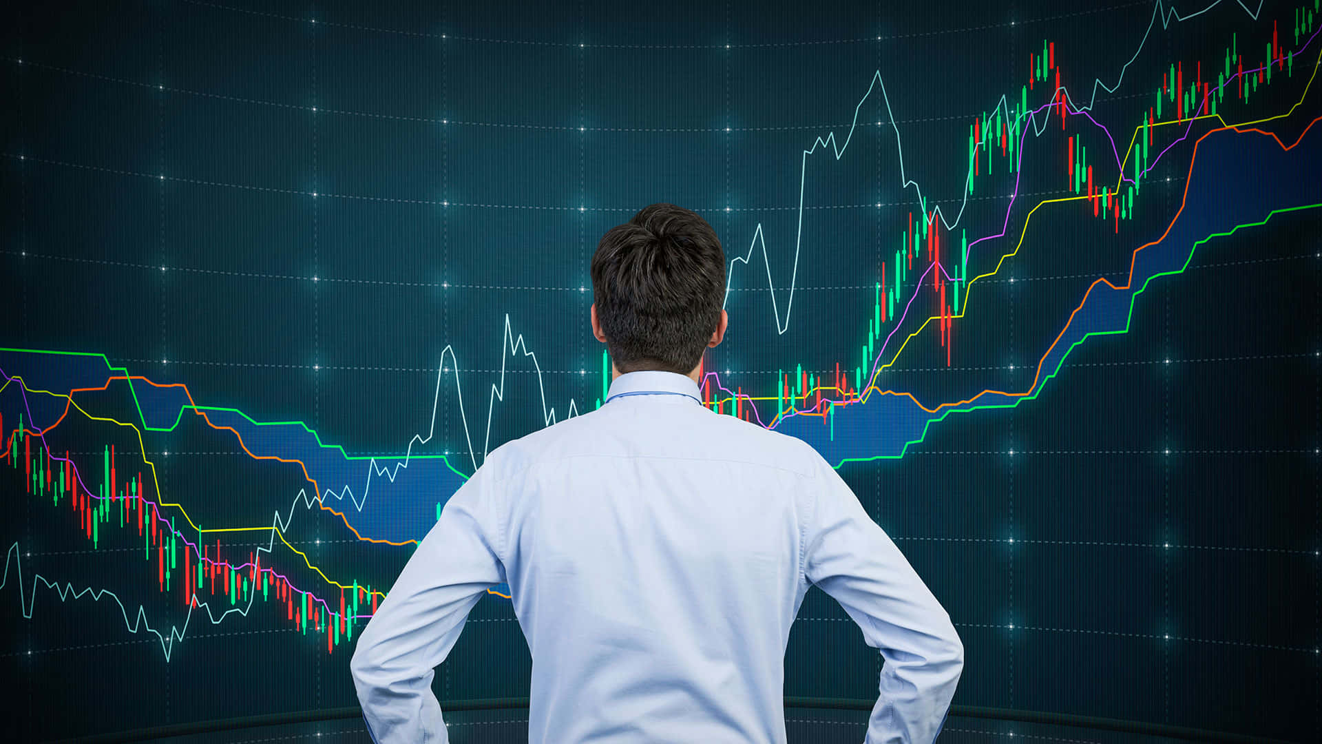 Global Trading Scene, businessman, large screen, Full HD Desktop Wallpaper