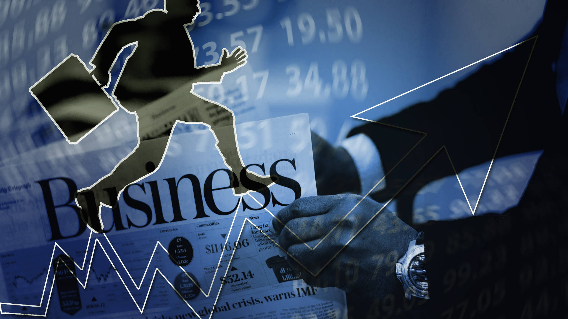businessman, newspaper, stock charts, Full HD Desktop Wallpaper