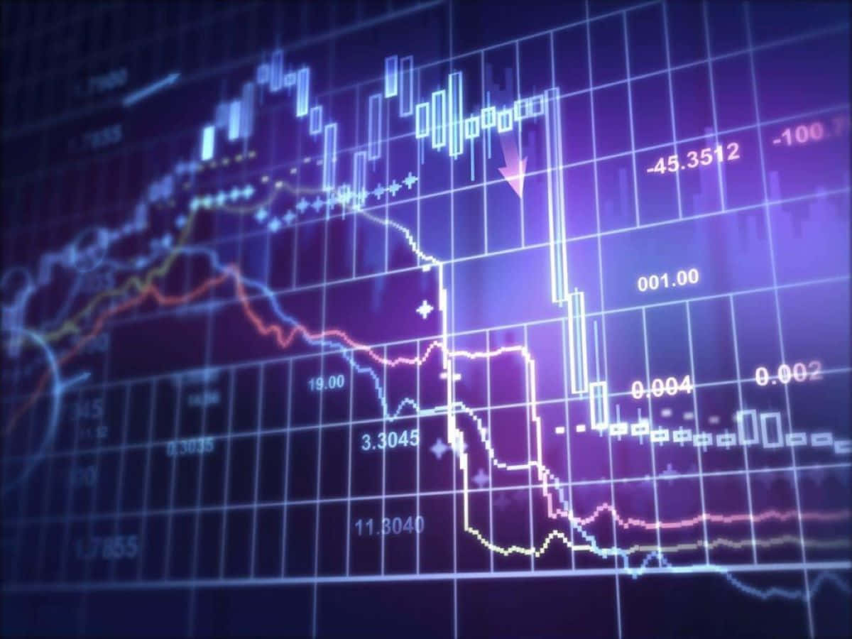 Trading, glowing digital stock chart, plunging lines, SD Desktop Wallpaper