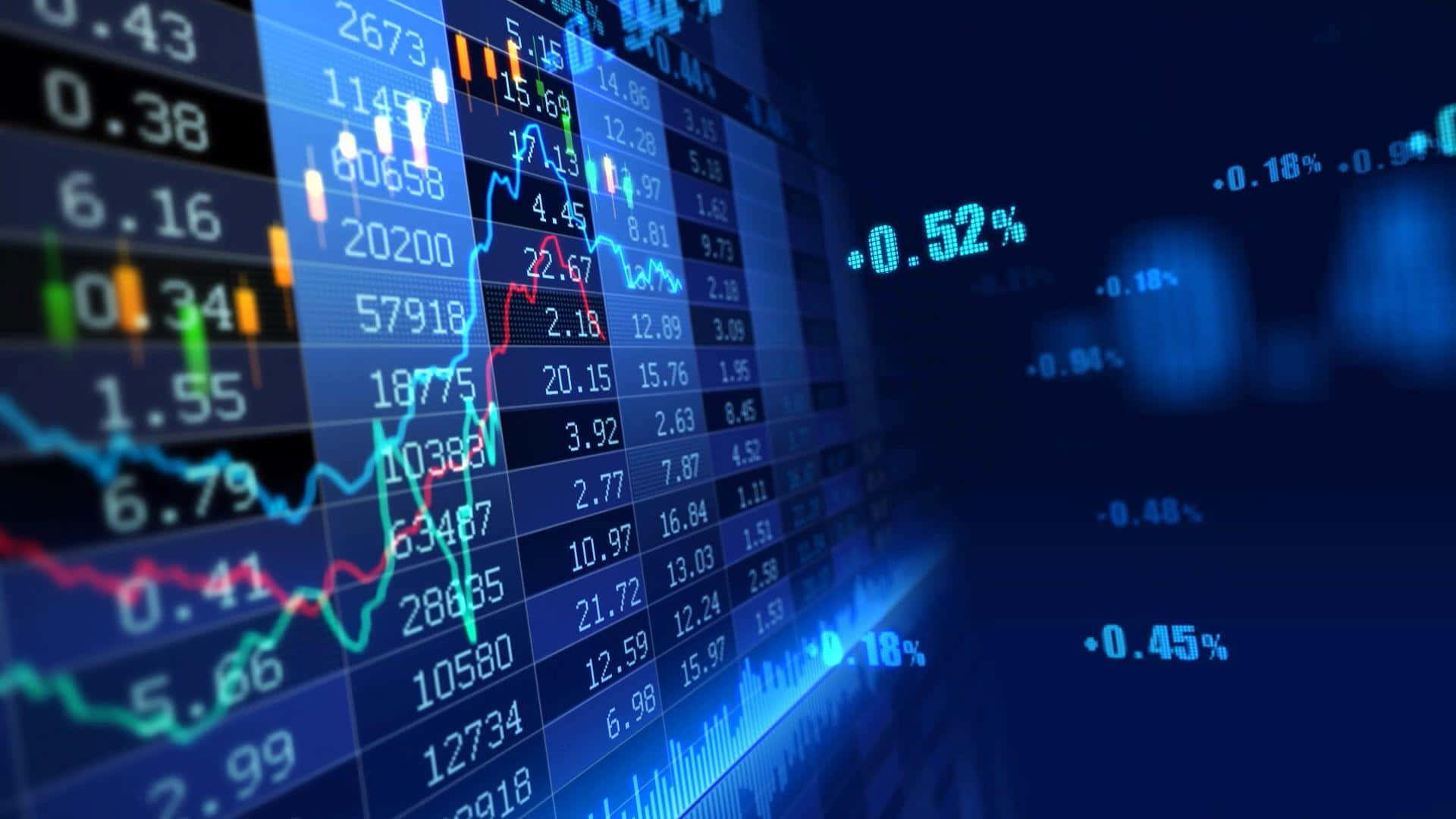 stock market analysis, digital display, glowing blue, Full HD Desktop Wallpaper