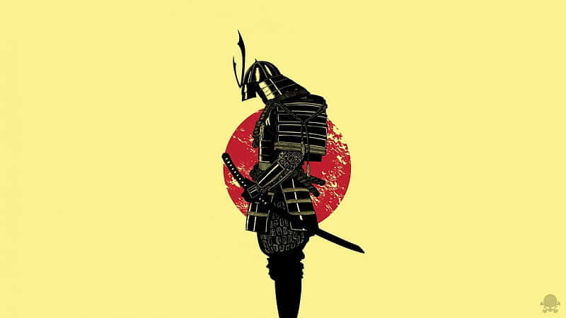 samurai warrior, black armor, red sun, SD Desktop Wallpaper