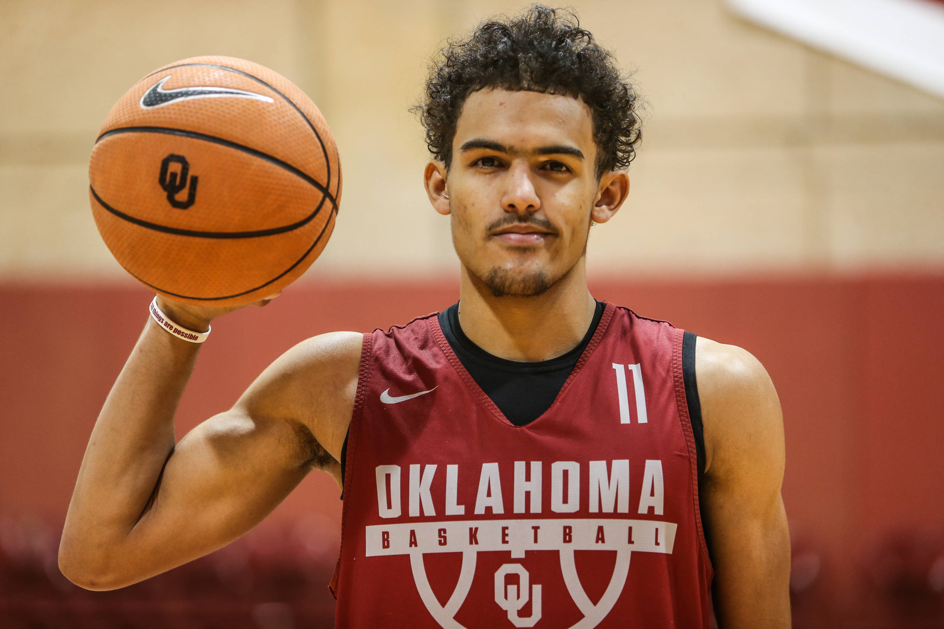 Trae Young, Oklahoma basketball, red Oklahoma jersey, 2K Desktop Wallpaper