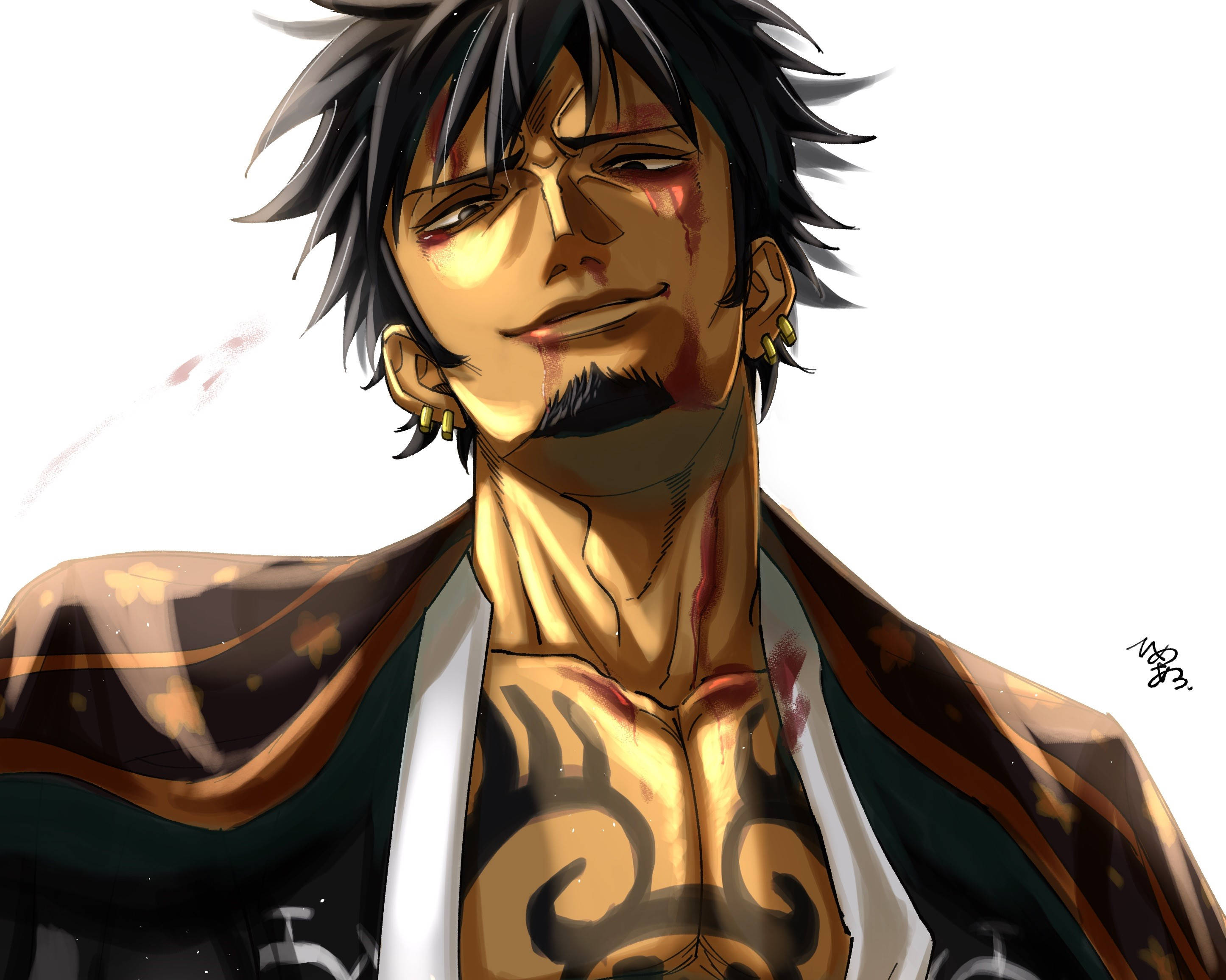 Trafalgar Law, One Piece, spiky black hair, 2K Desktop Wallpaper