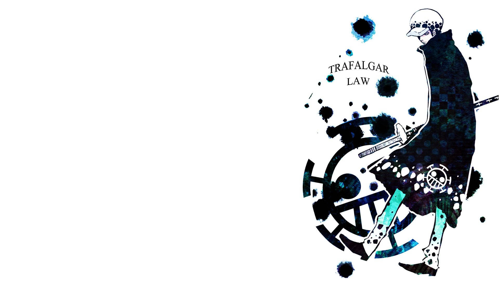 Trafalgar Law, ship's wheel, ink splatters, Full HD Desktop Wallpaper