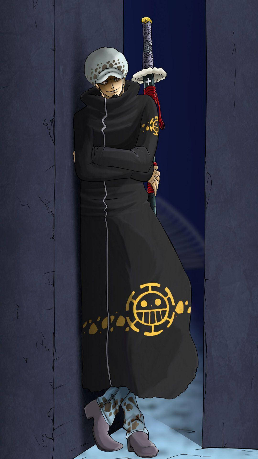 Trafalgar Law, skull hat, stone wall, Full HD Phone Wallpaper