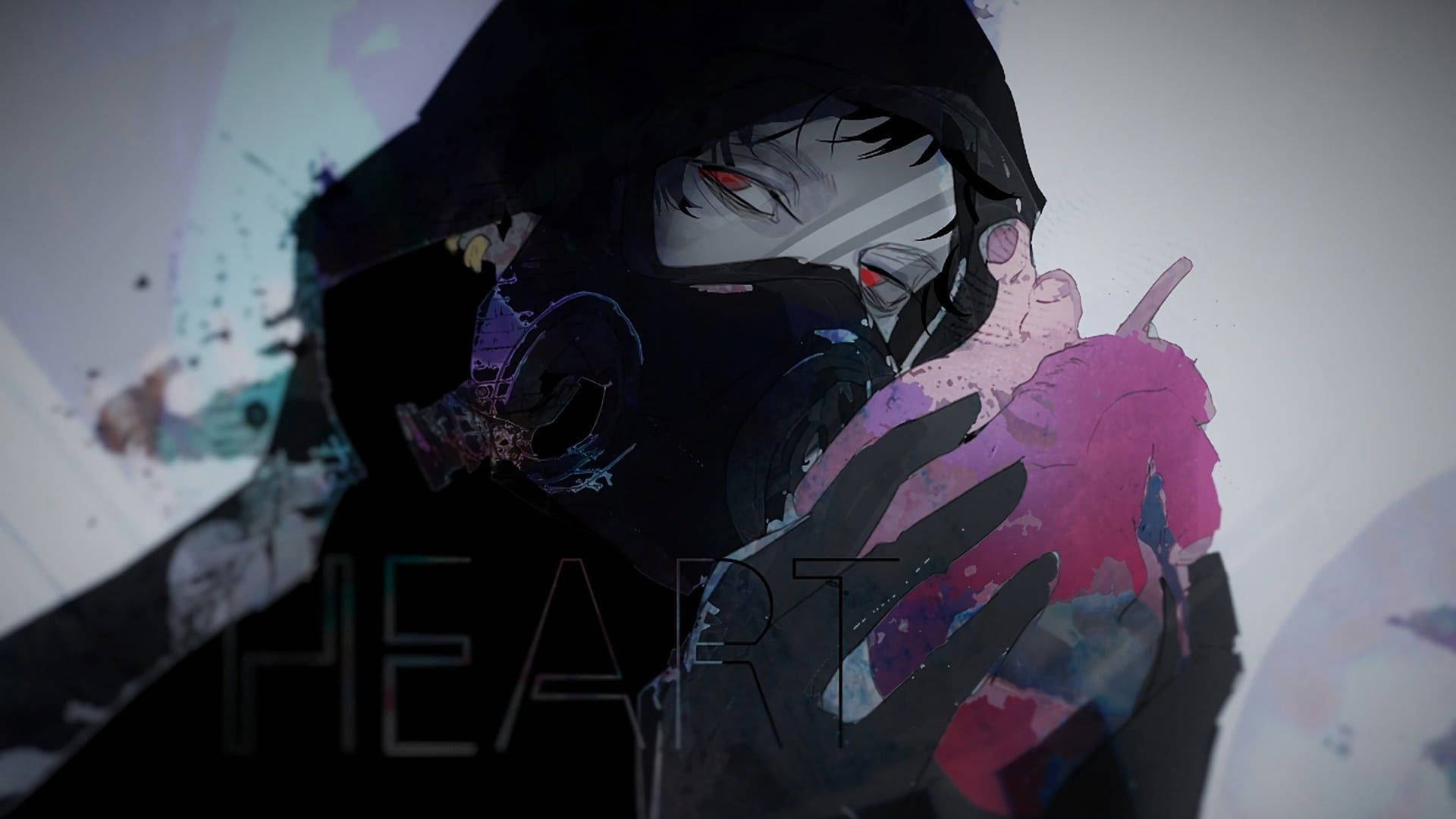Trafalgar Law, red eyes, glowing pink heart, Full HD Desktop Wallpaper