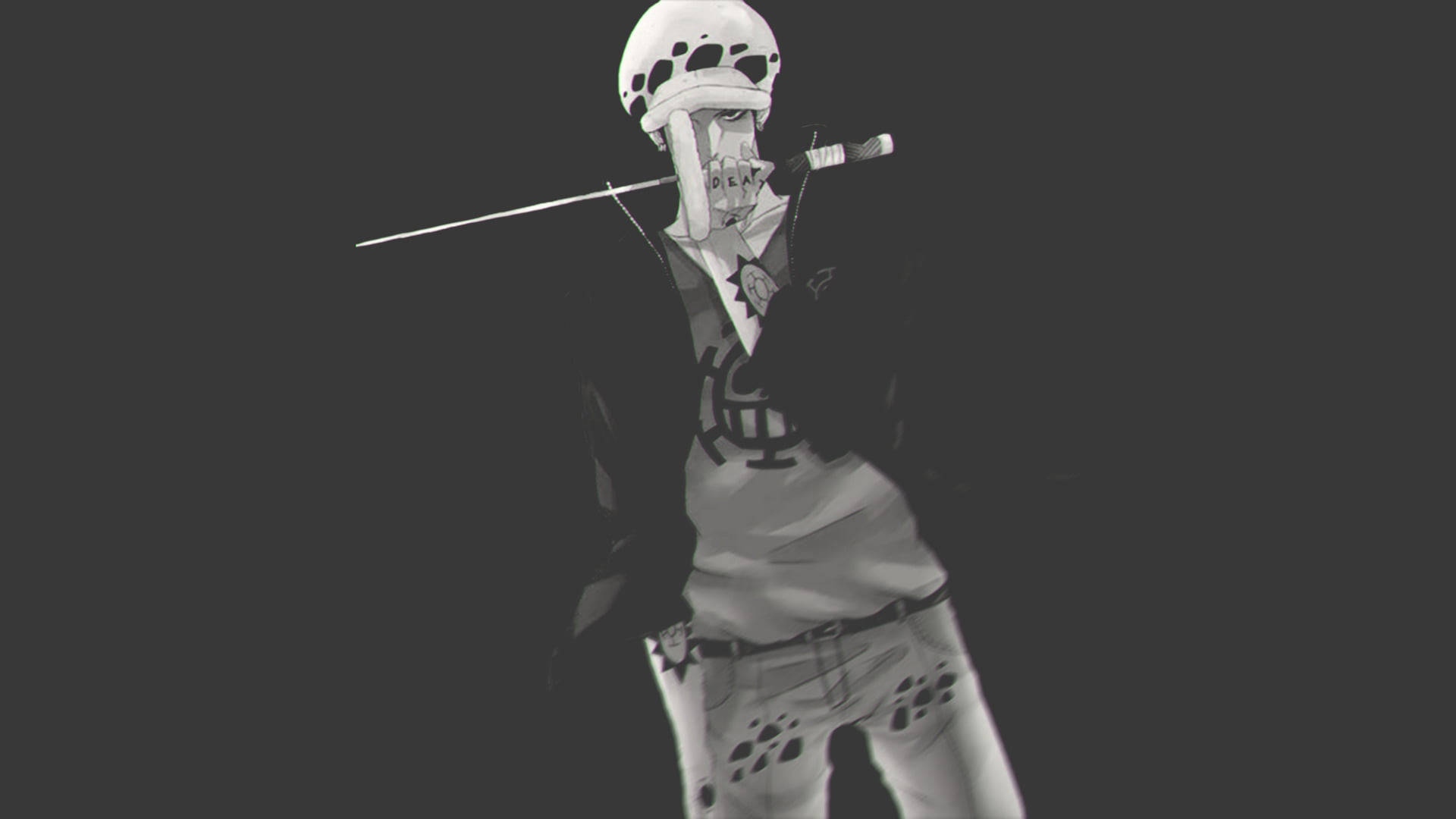 Trafalgar Law, skull helmet, sword, Full HD Desktop Wallpaper